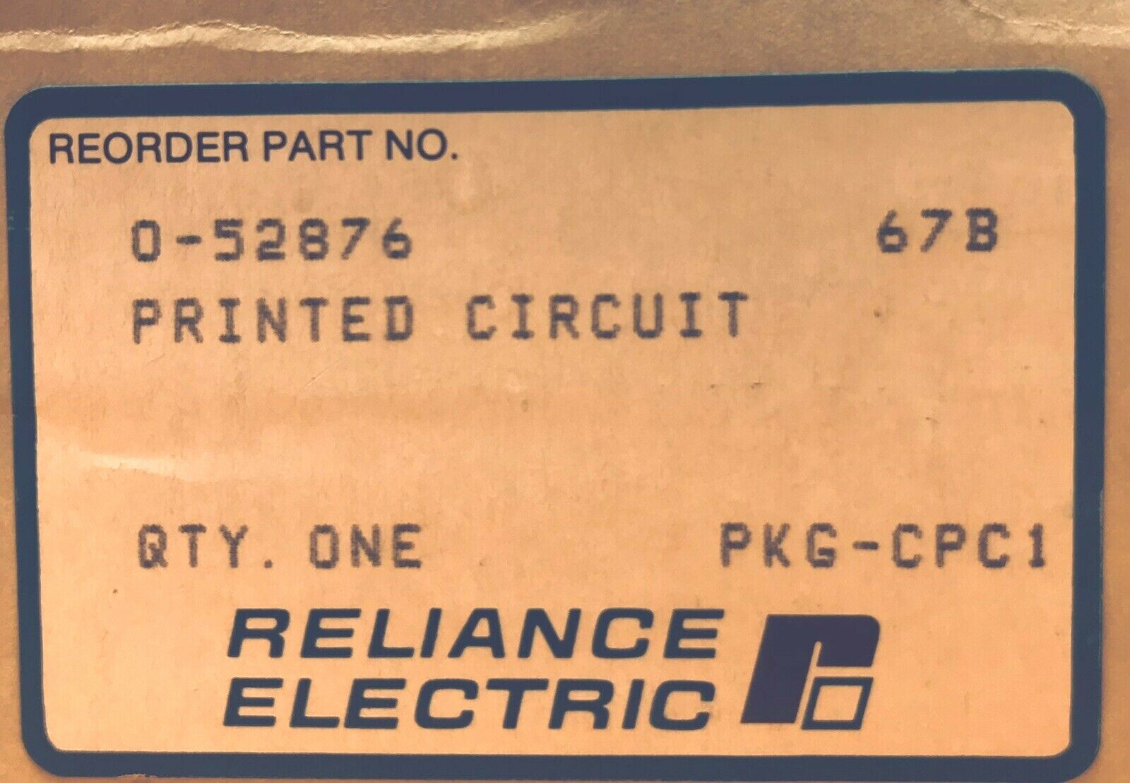 NEW RELIANCE 0-52876 PRINTED VTGA BOARD