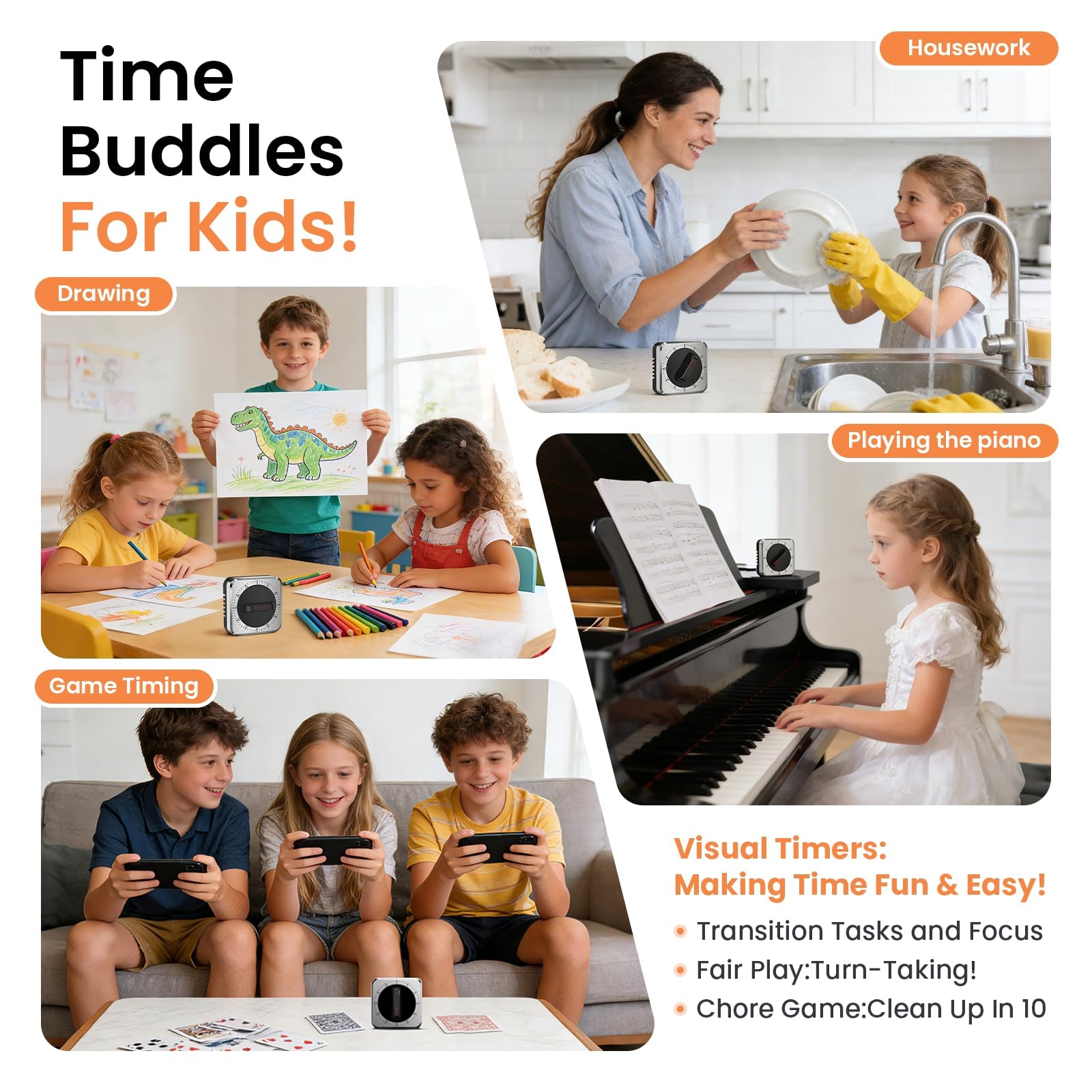 Mechanical Kitchen Timer with Magnet Wind Up Cooking Timer Clock with Loud Alarm