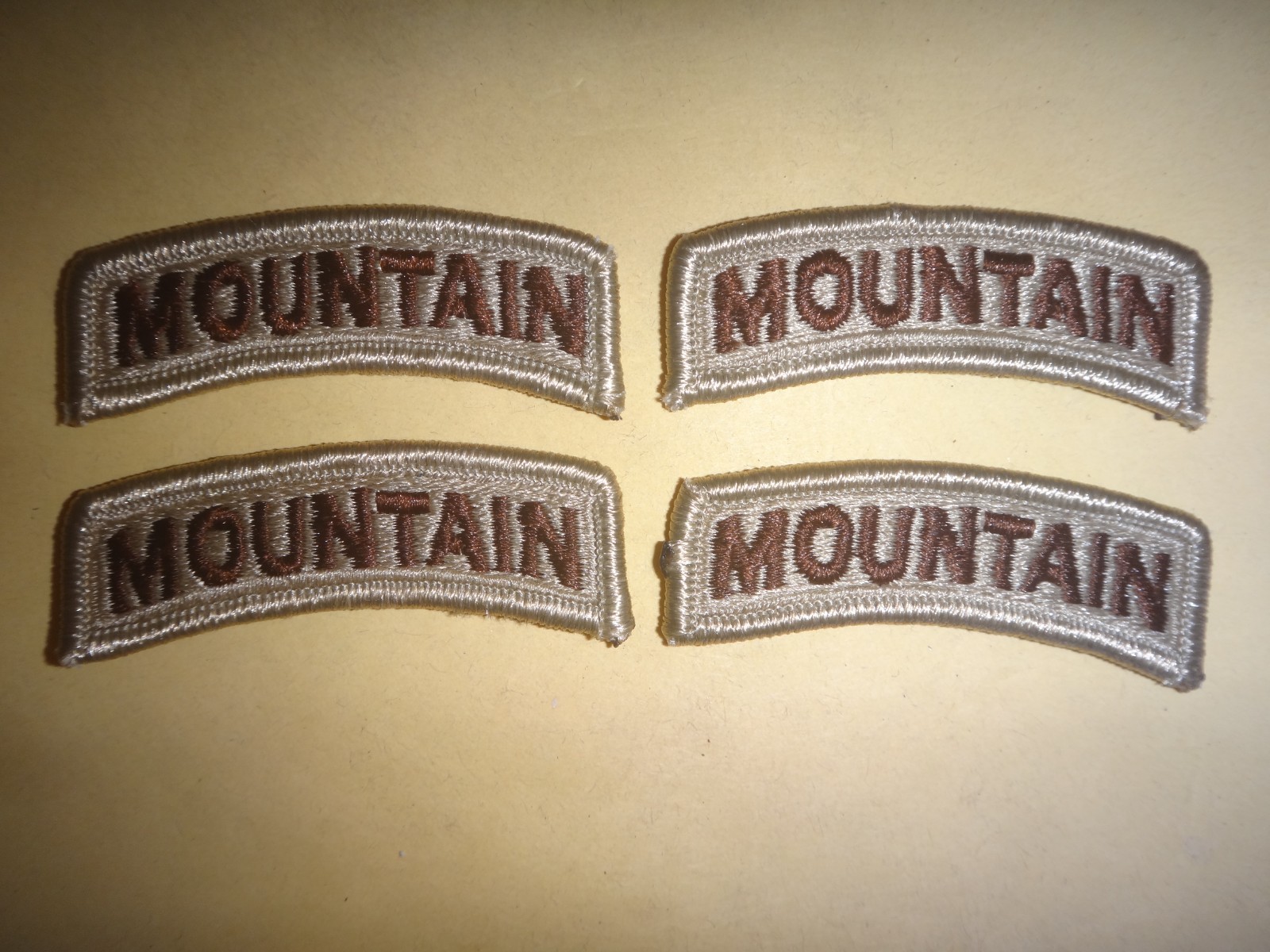 Lot of 4 US Army MOUNTAIN Desert Tan Arcs Patches