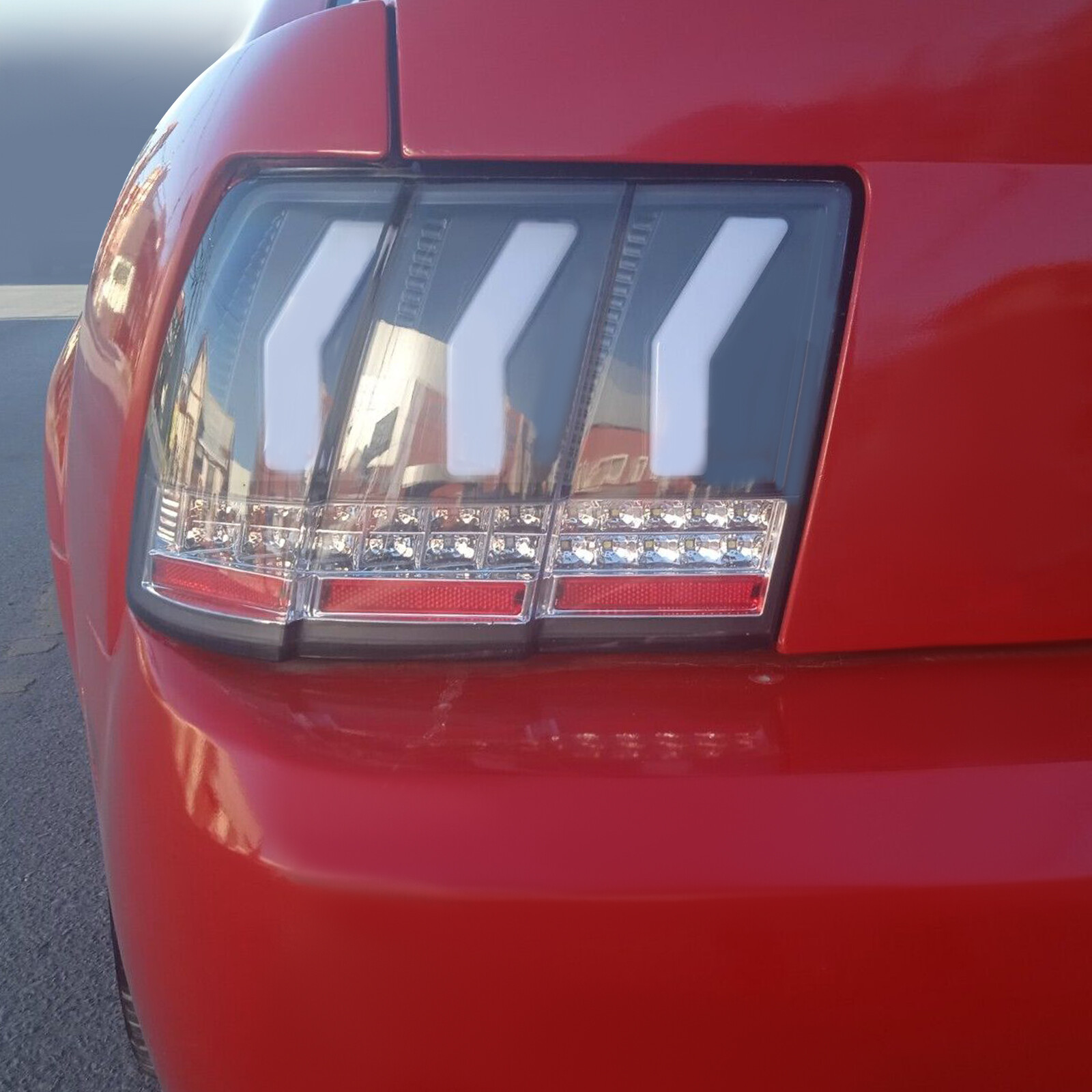For 1999-2004 Ford Mustang Sequential Signal LED Tail Lights w/ Red Tube Black