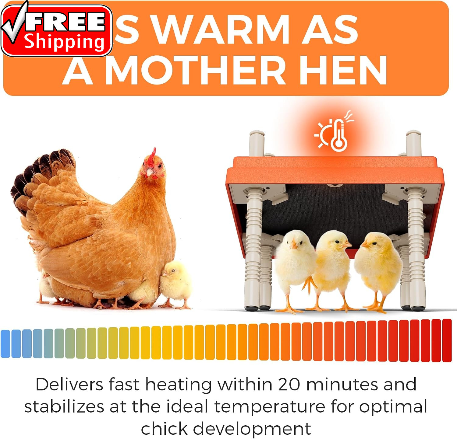 Chick Brooder Heating Plate 10" X 10" with Anti-Roosting Cone, Stepless Adjustab