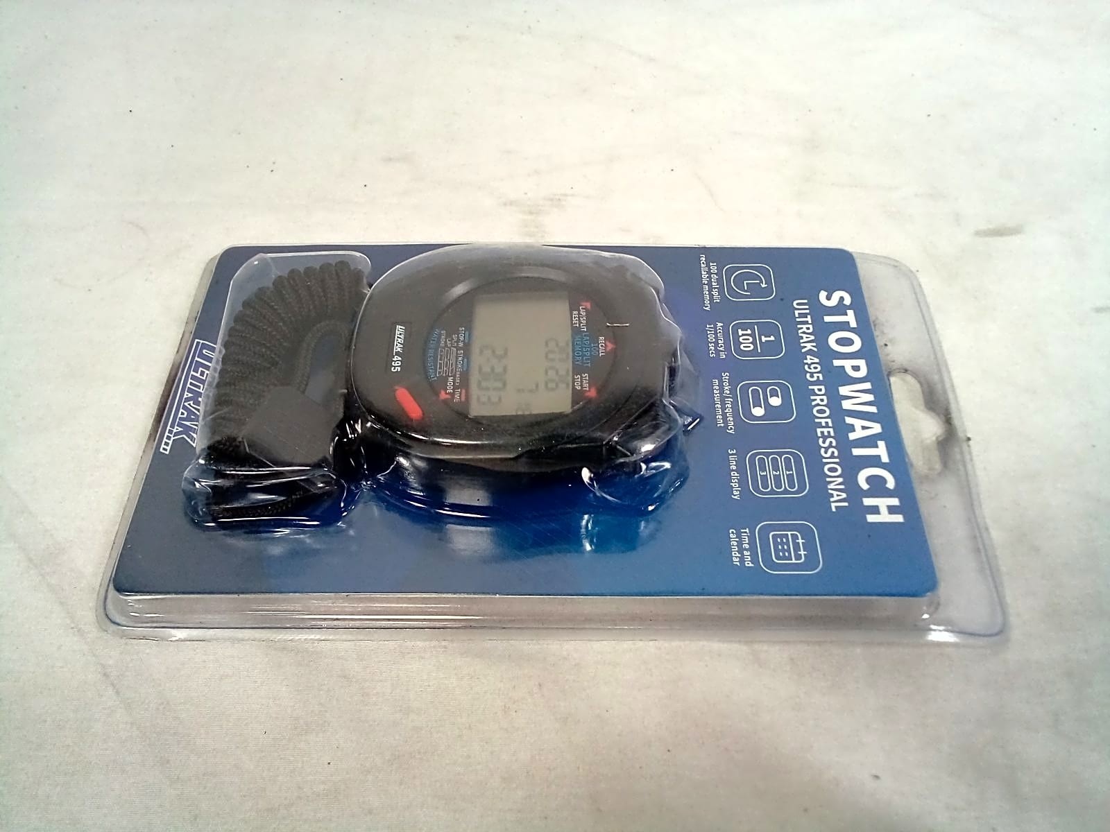Ultrak 495 Professional Digital Stopwatch, 100-Lap Dual Split Memory, Black