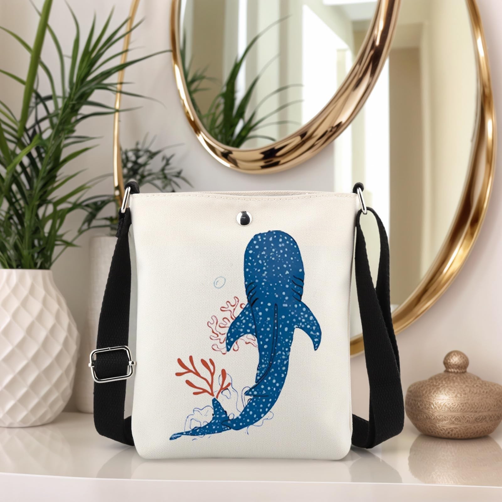 TSOTMO Whale Ocean Gift Whale Shark Crossbody Bag Beachy Ocean Lover Beach Wi...