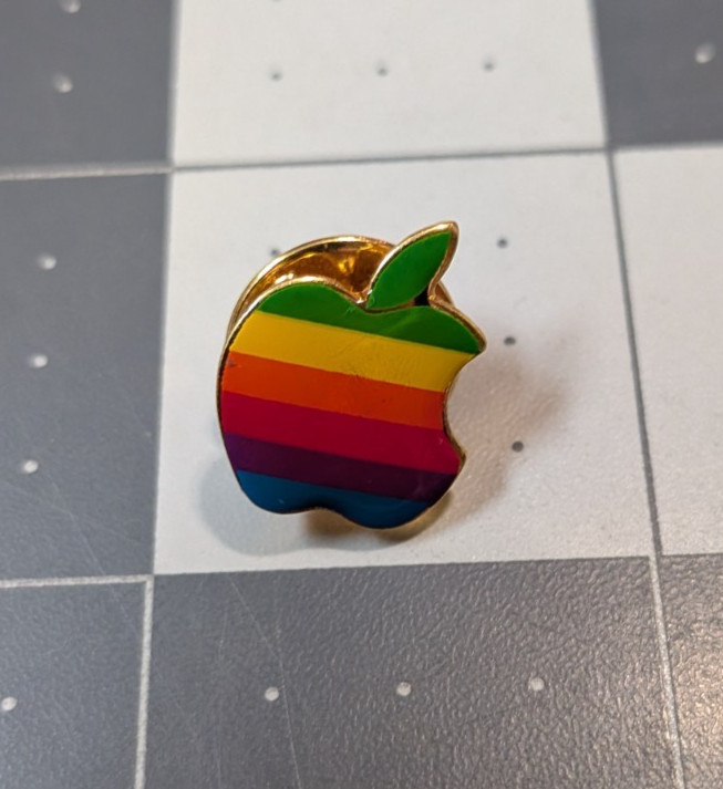 Vintage Apple Computer Rainbow Logo Enamel Lapel Pin Macintosh Mac Retro Tech