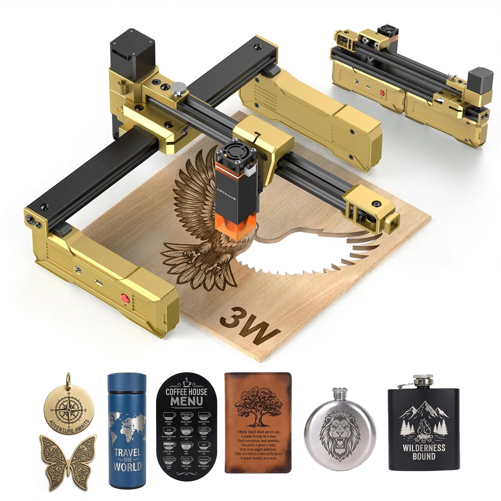 Artilume T1 Foldable Laser Engraver, Portable Engraving Machine with 0.01mm A...