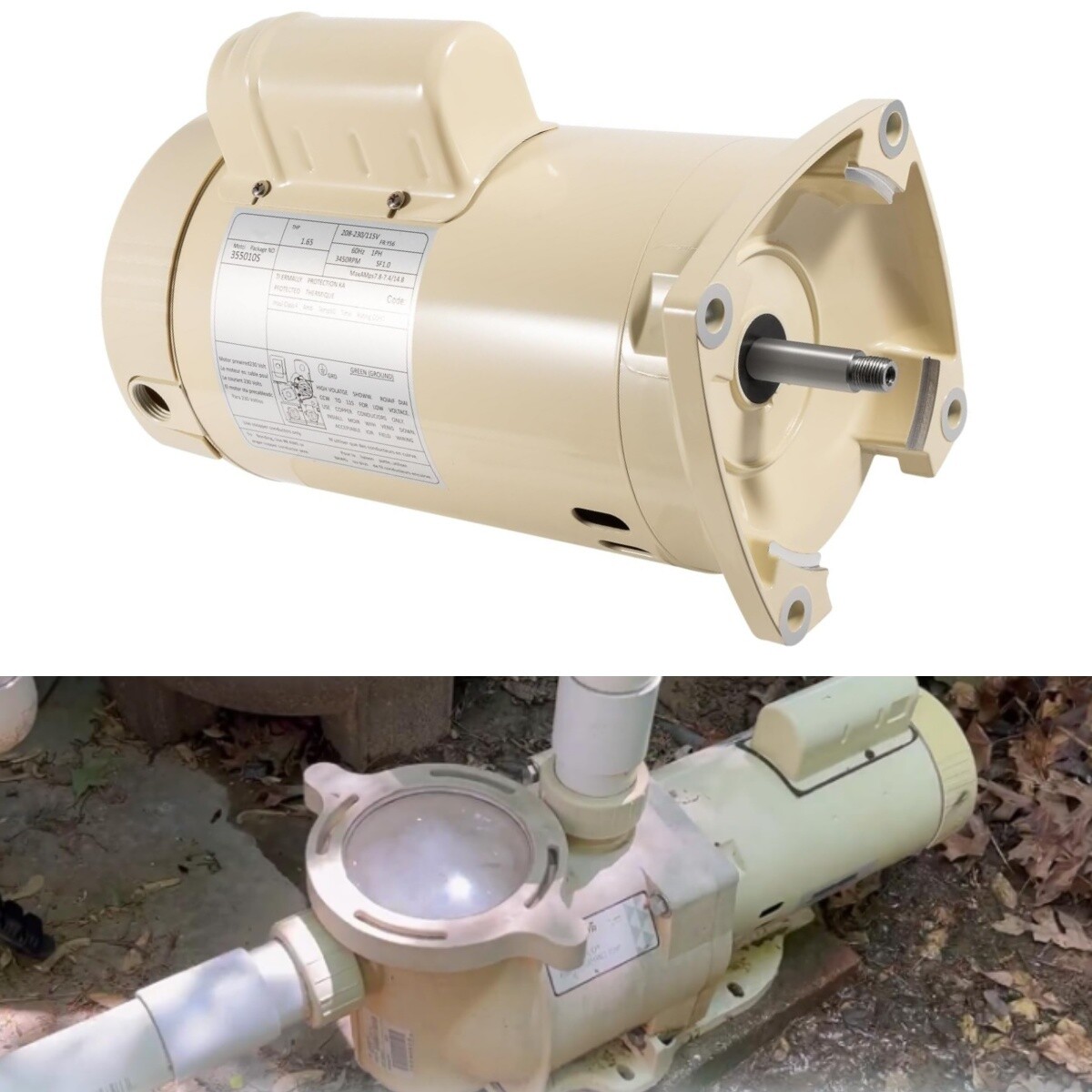 355010S for Pentair WhisperFlo WFE-4/26 SuperFlo SF-N1-1-AE Pool Pump Motor 1HP