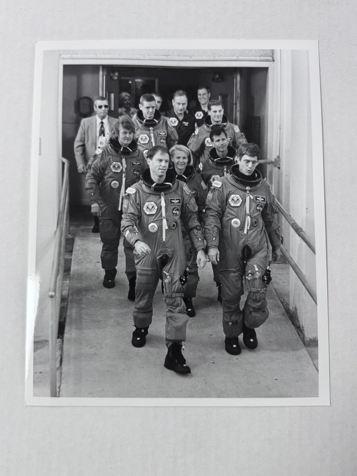 NASA STS-58 John Blaha and Crew Walk Toward Astrovan Press Photo