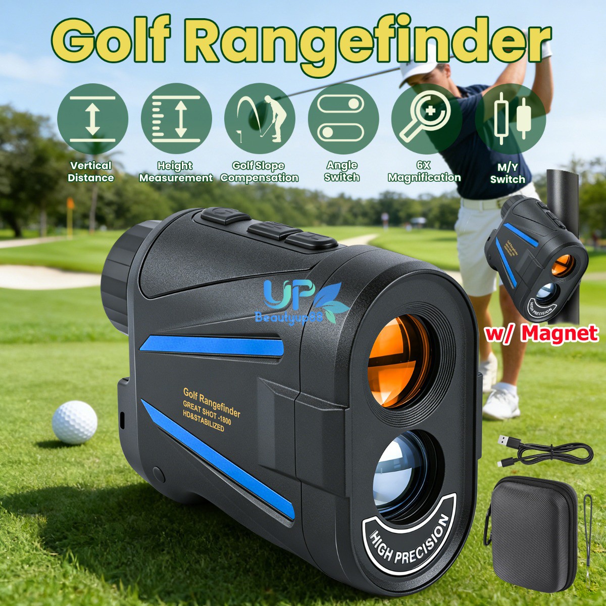 2187 YDS Laser Range Finder Golf Rangefinder Slope Rechargeable 6X Magnification