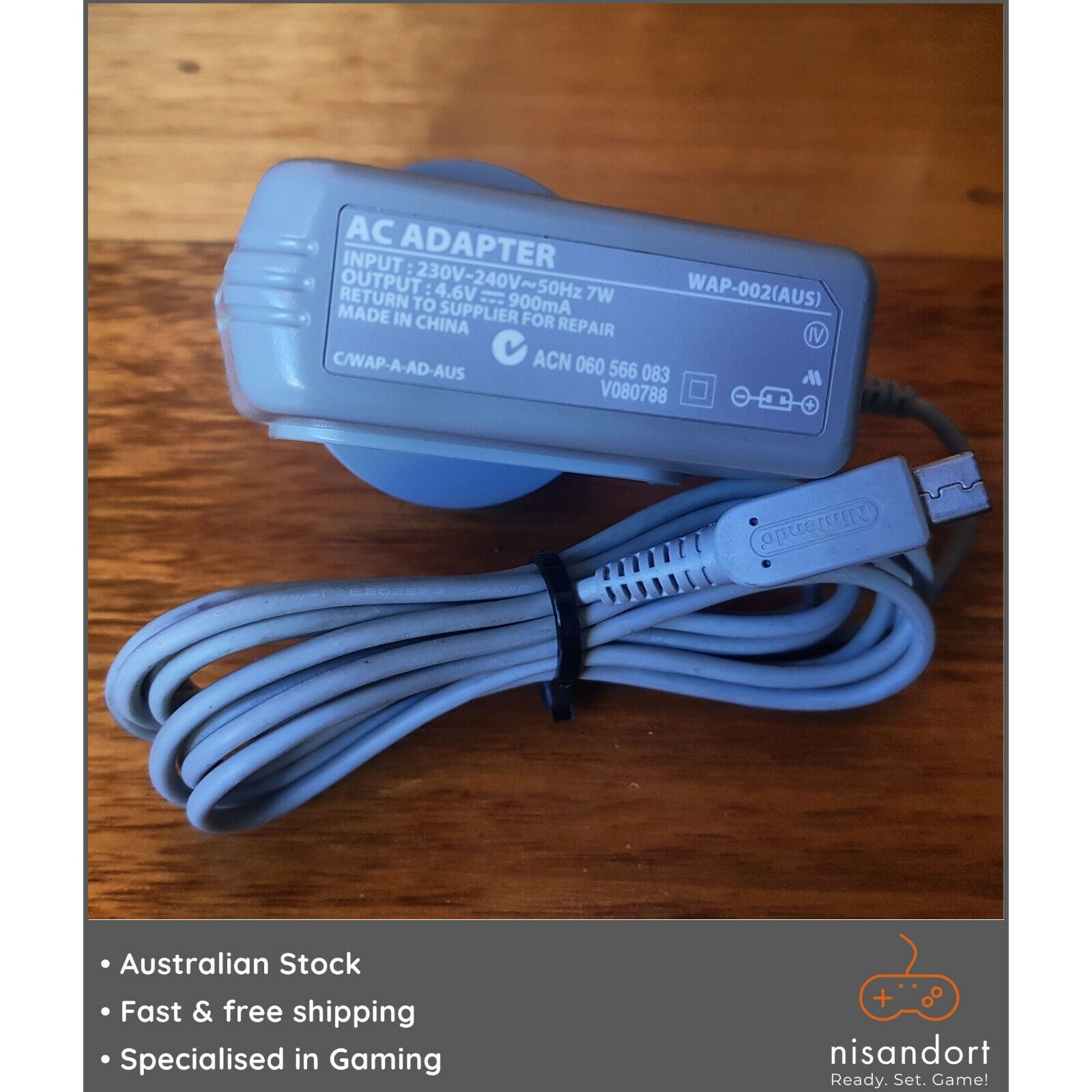 Nintendo DSi/2DS/3DS power supply AC wall charger genuine OEM WAP-002 -Aust plug