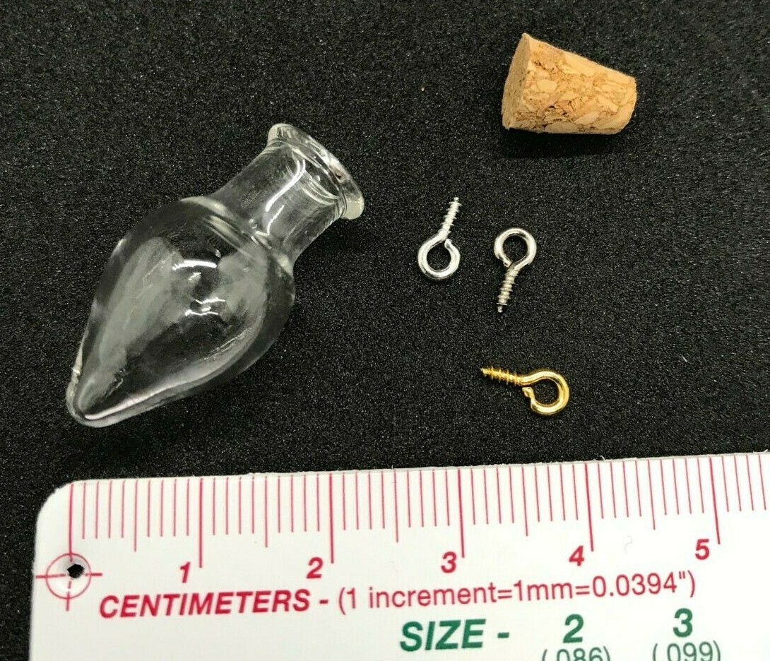 Water Drop Mini Glass Bottle with Cork Stopper for Jewelry Craft 5pcs #126