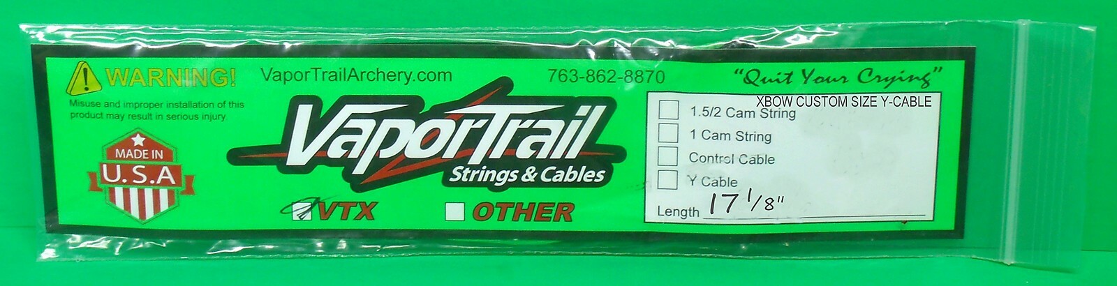 New VaporTrail Archery Custom Replacement Crossbow Y Cable - 17 1/8"