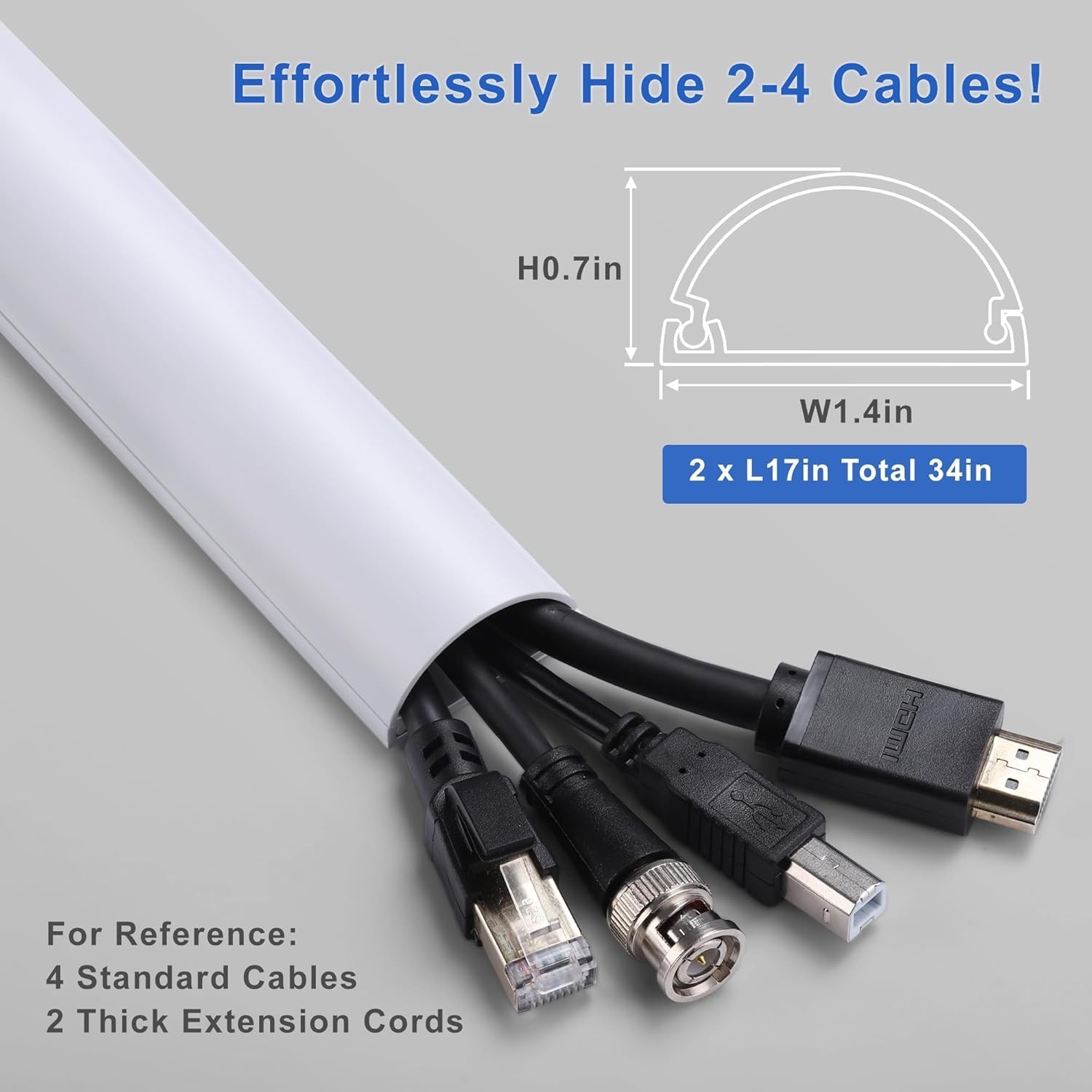 Self-Adhesive 34in Cord Covers for Seamless Cable Management - Customizable
