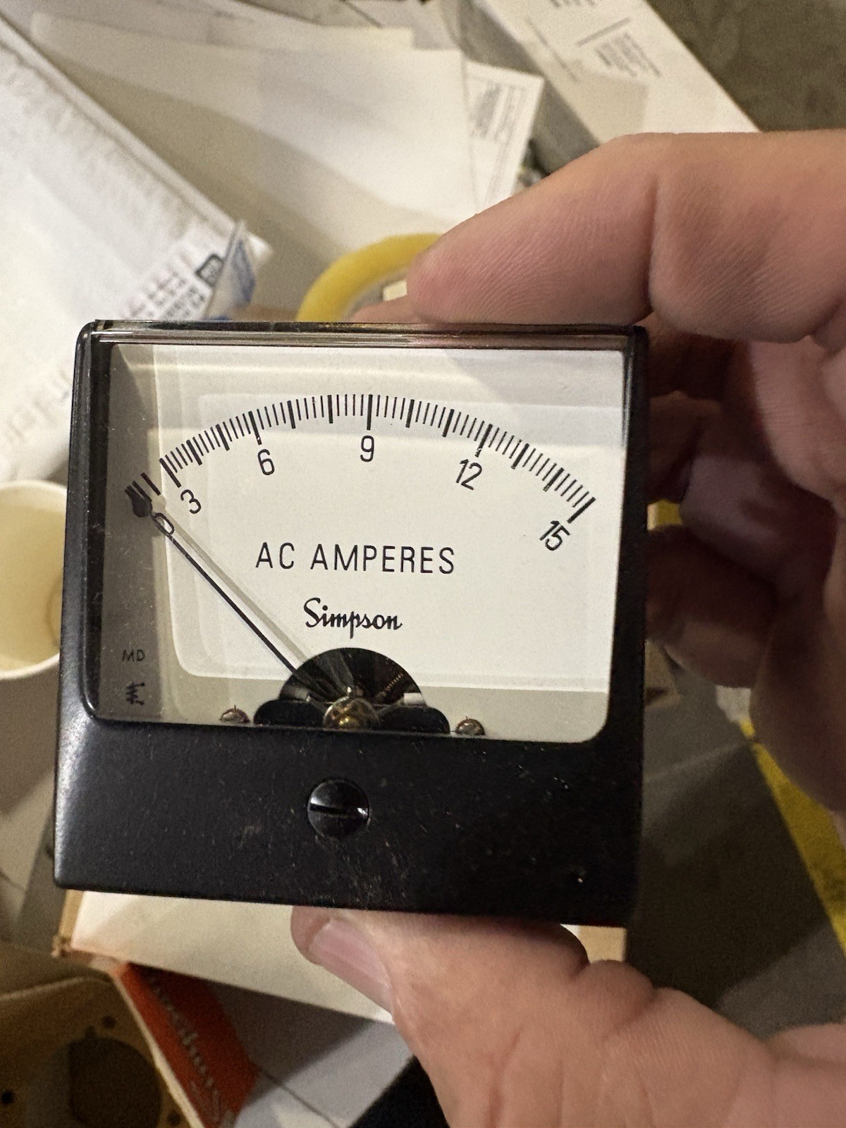 1257 - SIMPSON - 0-15 AC AMPERES - PANEL METER - CAT #02599 - **NEW OLD STOCK!**