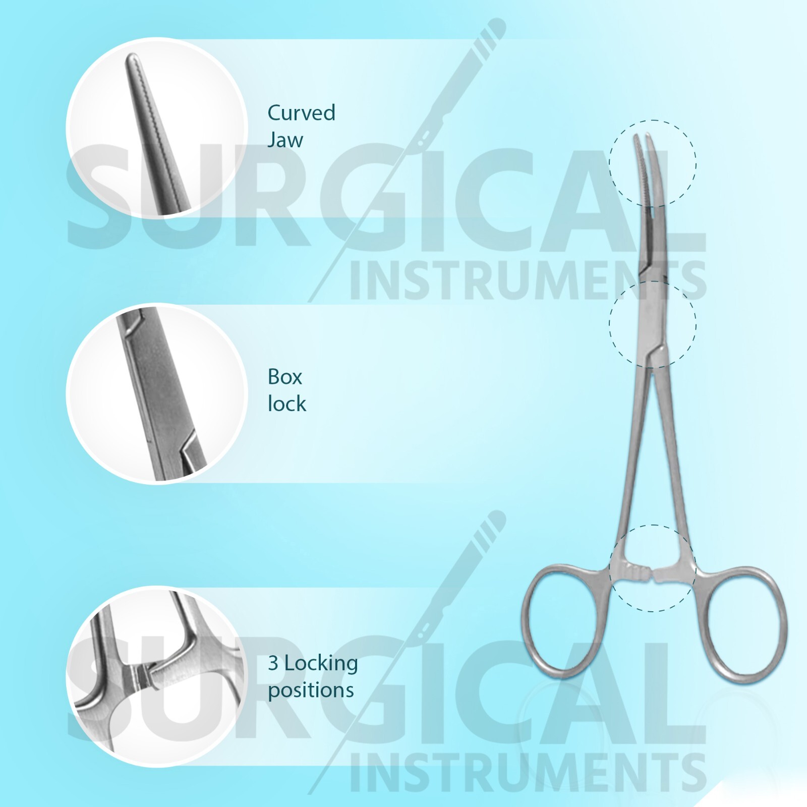 3 Pcs Kelly Hemostat Forceps 5.50" Curved Stainless Steel German Grade
