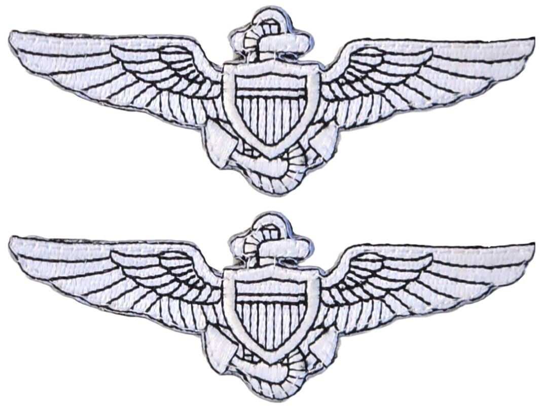 Naval Aviator Pilot Wings Navy Pilot Morale Patch  - 2PC Bundle -4.0 X 1.5 HOOK