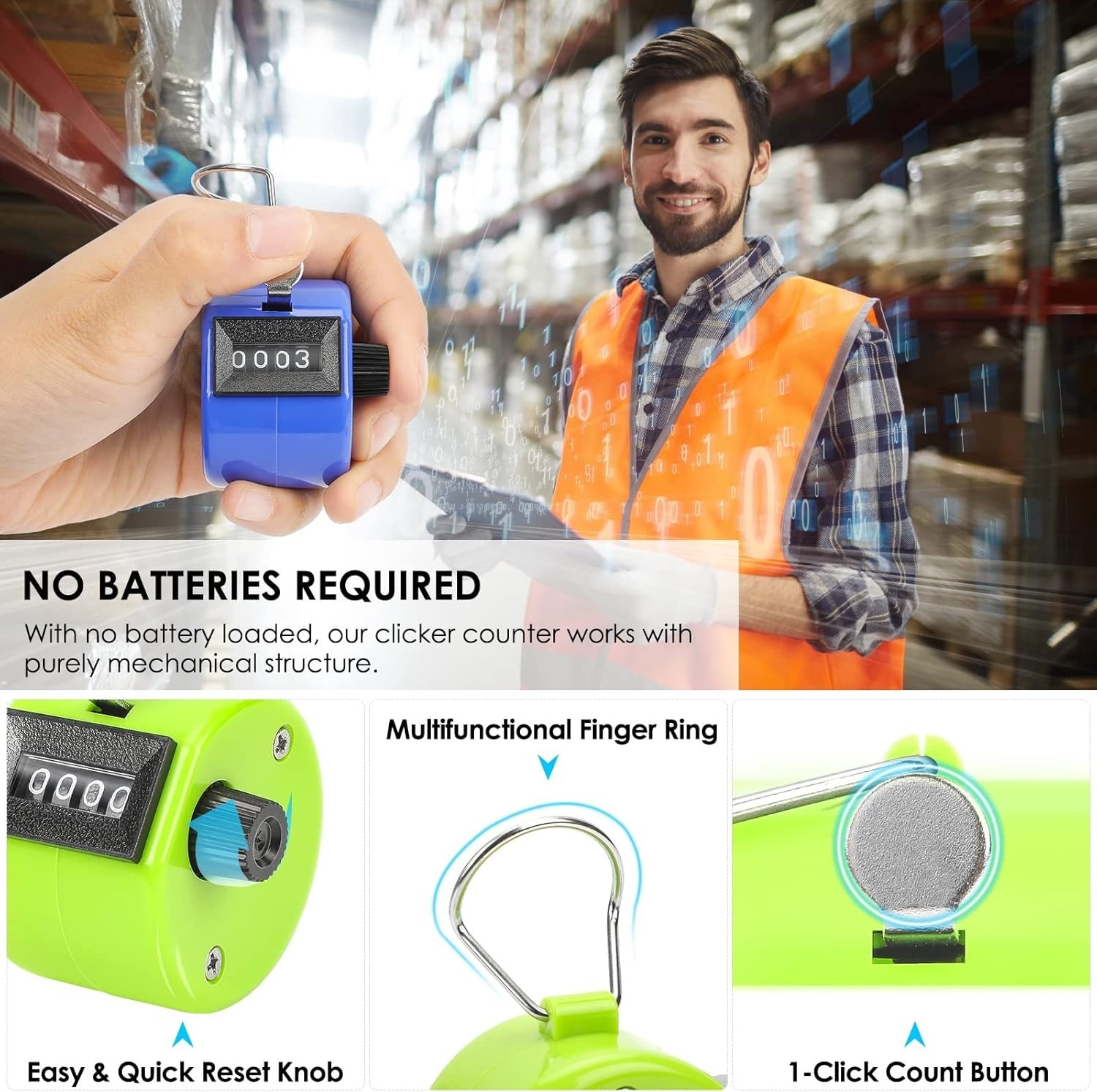 Versatile Battery-Free Clicker Counters - Perfect for Knitting, Coaching & More