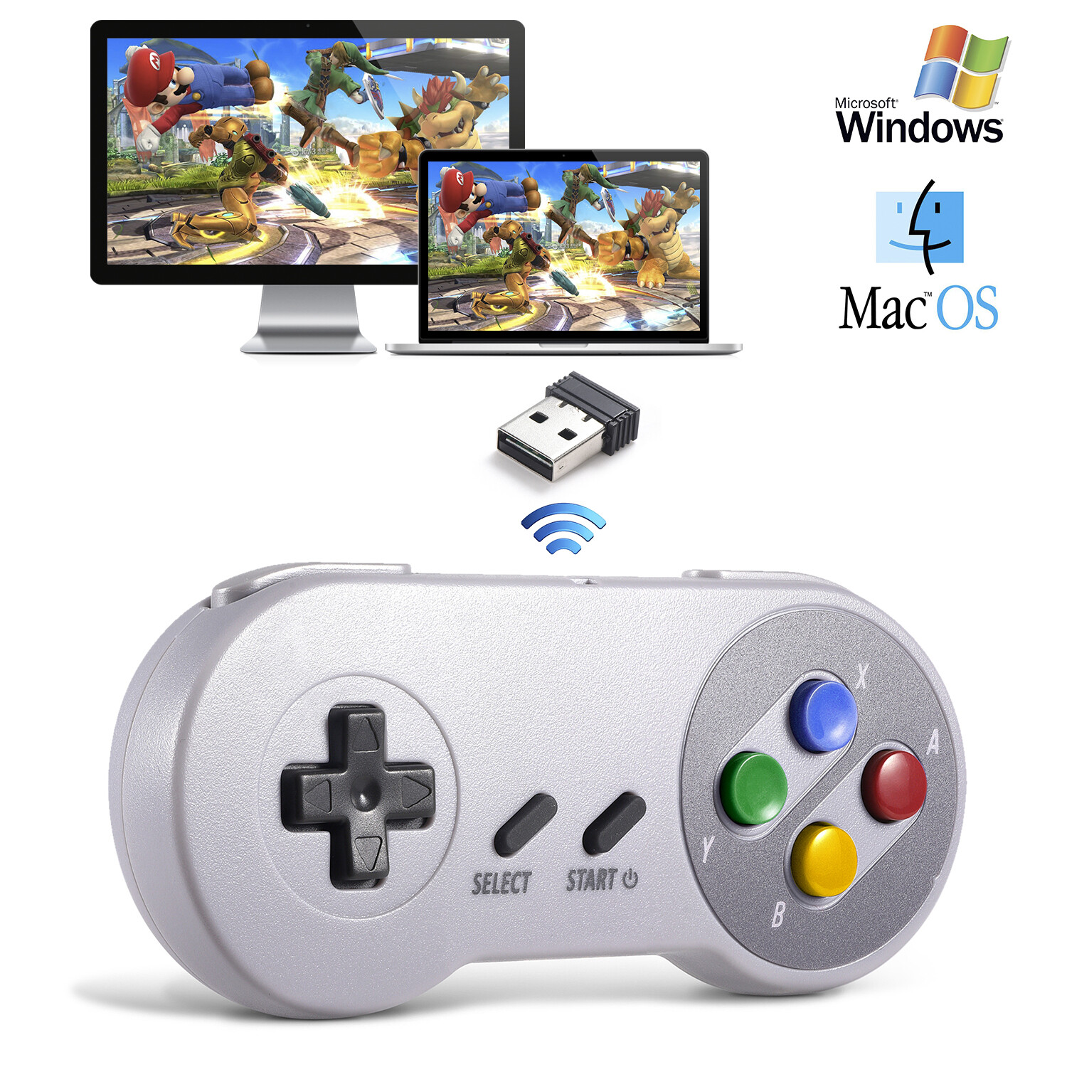 USB SNES Gamepad NES N64 NGC Controller for PC Mac Raspberry Pi Wired/ Wireles