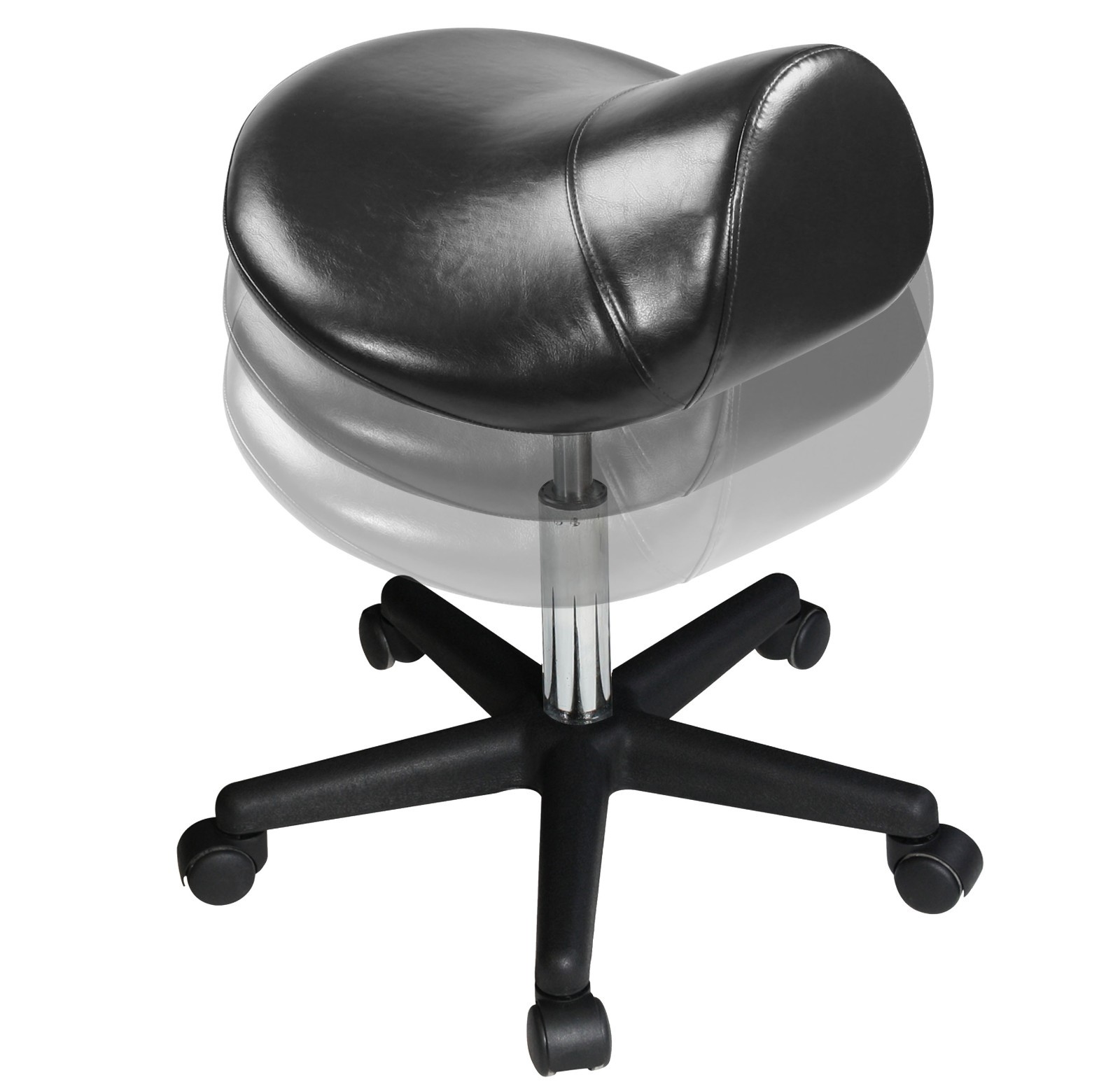 Master Massage Hydraulic Adjustable Swivel Saddle Rolling Stool Chair Black