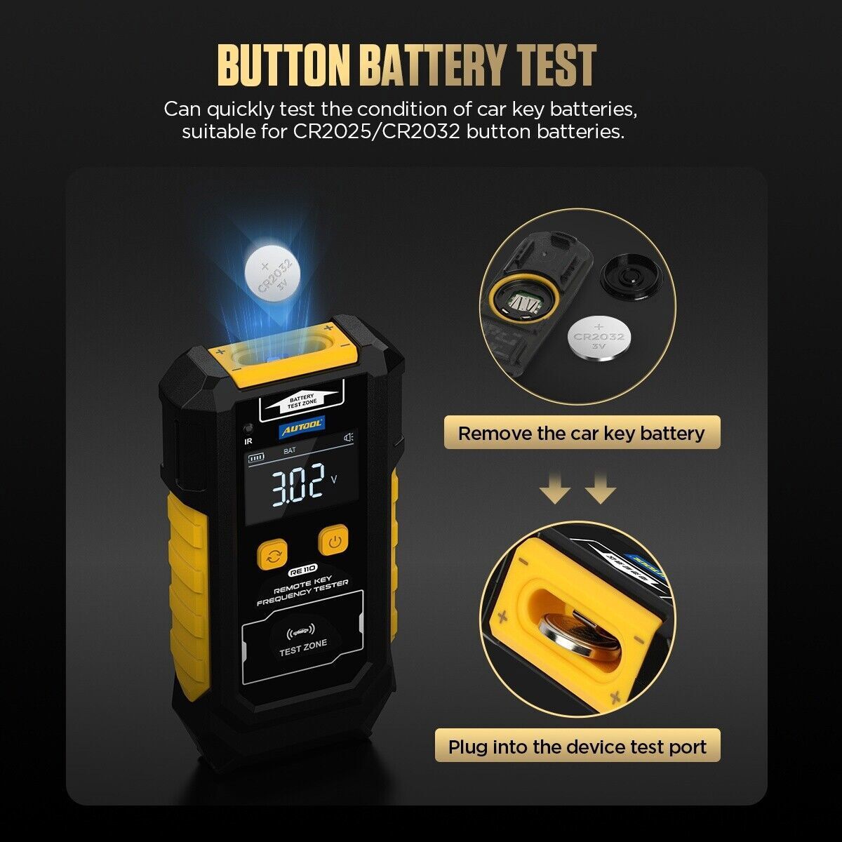 Portable Infrared Frequency Tester Remote Controls Key Button Battery FOB Tester