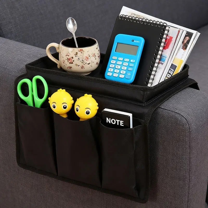 Sofa Armrest Organizer 6 Pocket TV Remote Holder Chair Beside Couch Bag