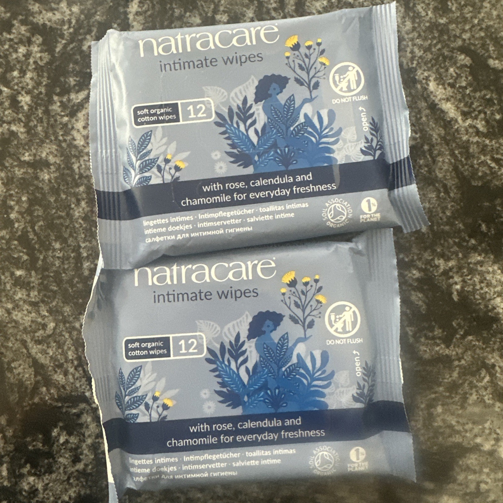 Lot of 2  Natracare, Soft Organic Cotton Intimate Wipes, 12 Wipes