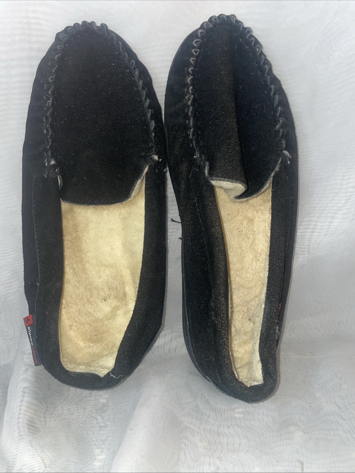 Alpine Swiss Yukon Mens 11 Suede Faux Shearling Moccasin Slippers Slip On Shoes