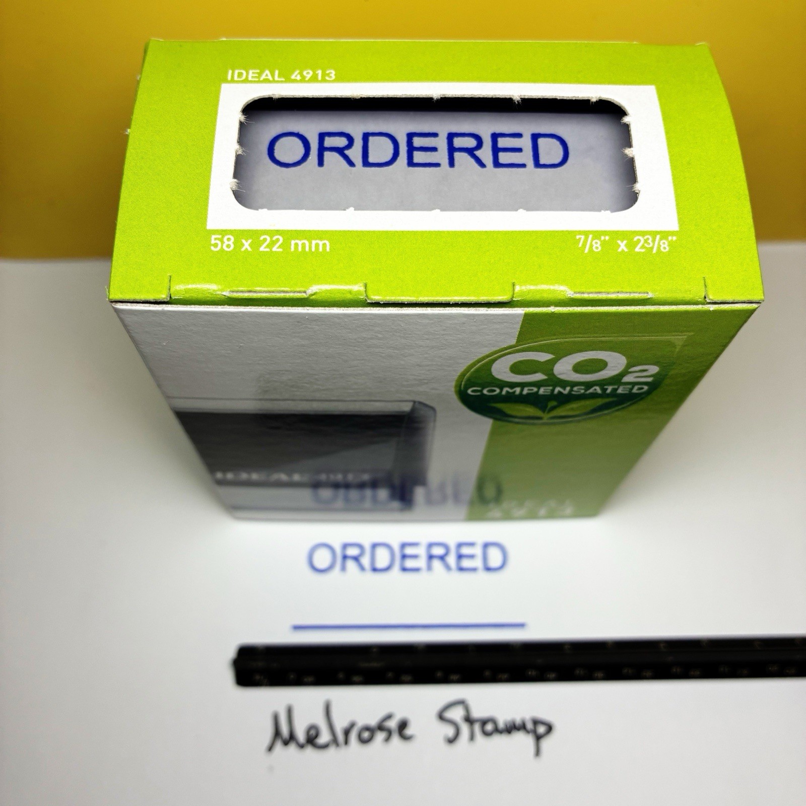 Ordered With Name Date Line Stamp Blue Ink Self Inking Ideal 4913