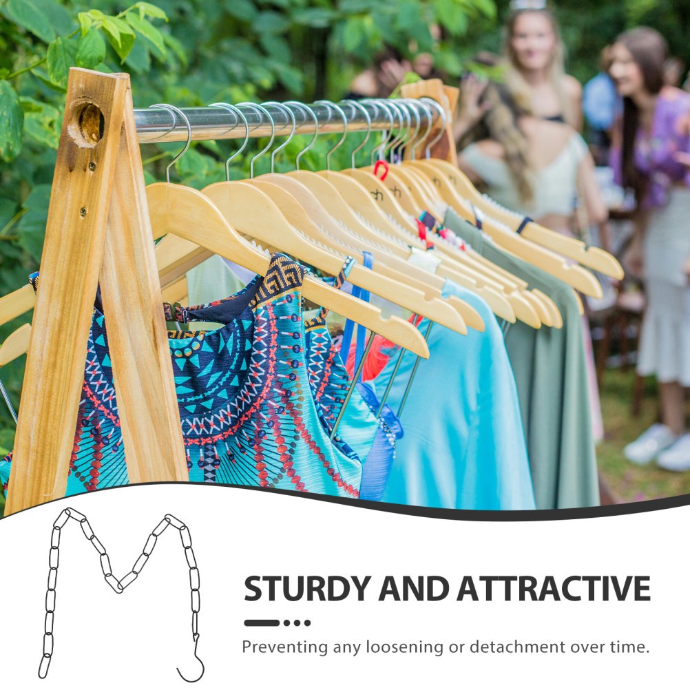 Black Iron Chain for Clothes Display Market Hanging Chain with Practical Hooks