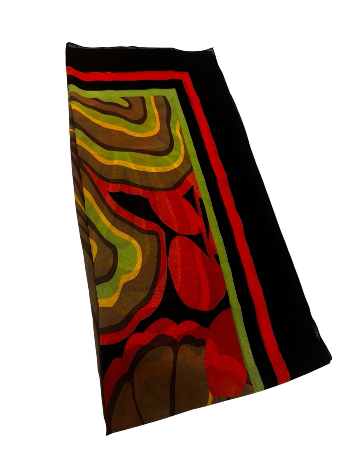 Boho Sheer Scarf Red Green Lightweight Head Neck Hair Wrap Summer Scarf
