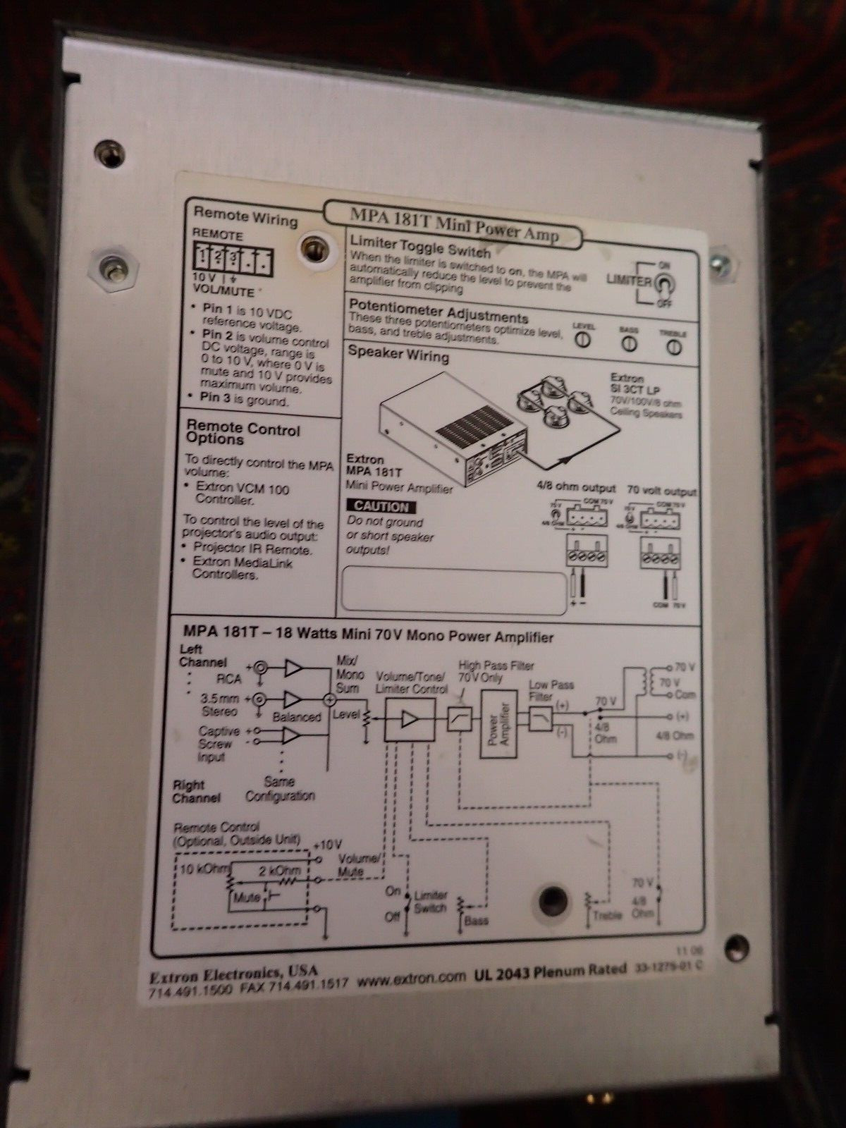 Extron - MPA 181T - Power Mini Amplifier - VersaTools