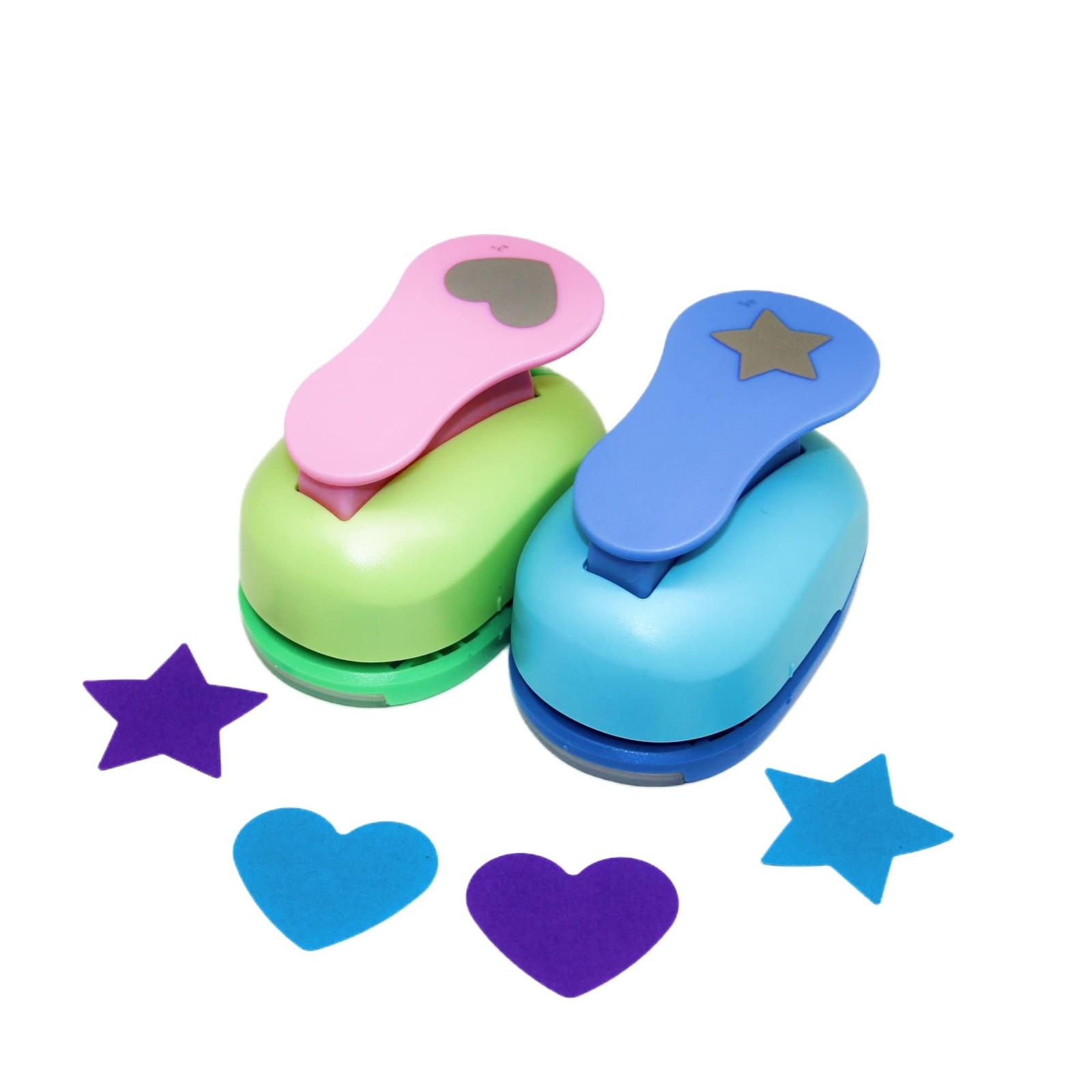 Cady Craft Punch 2 INCH Heart + Star Paper Punches eva Scrapbooking Punch 2pc...