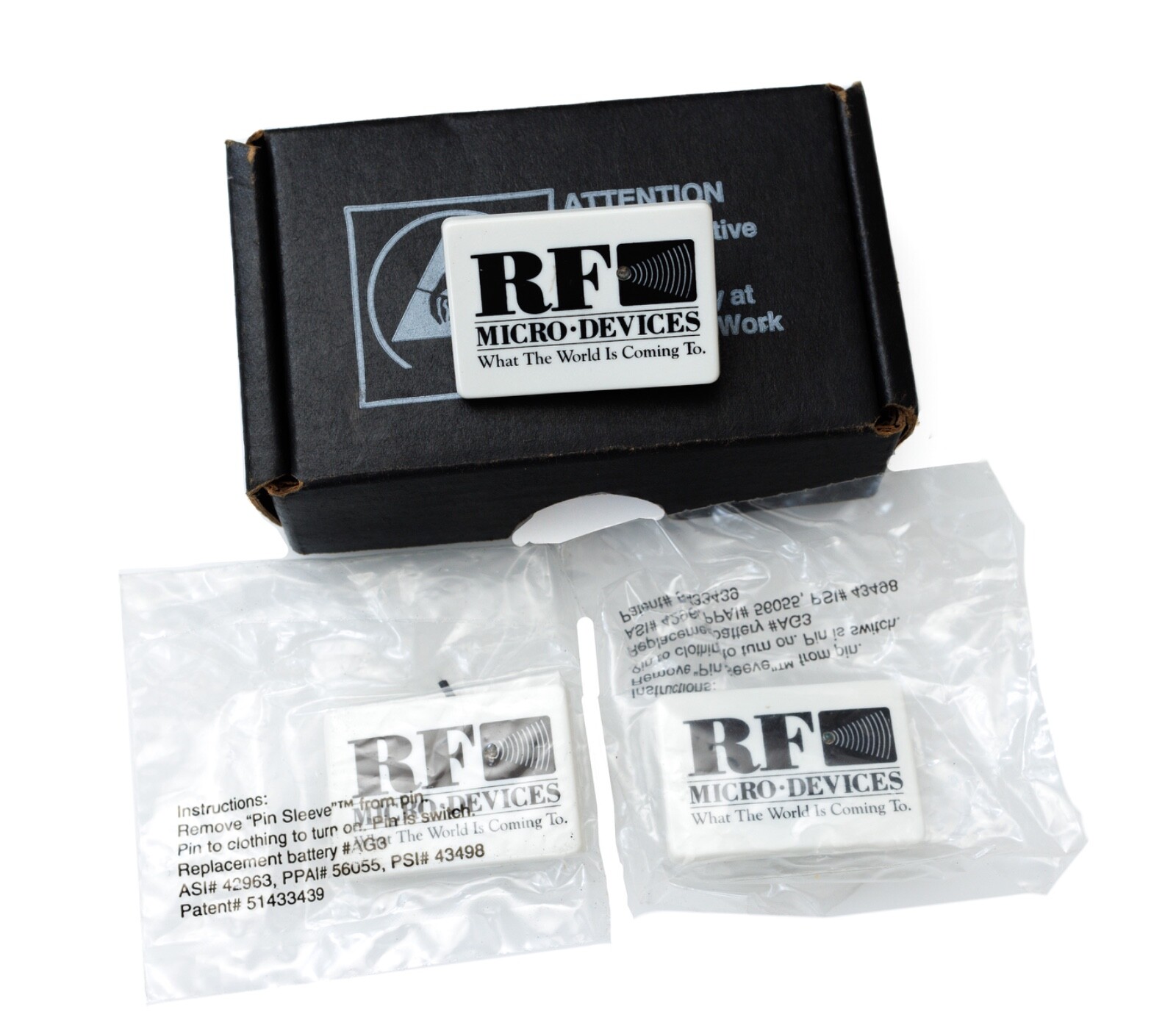 RF Micro Integrated Circuit Battery Operated Pins Promo Advertising Set RFMD