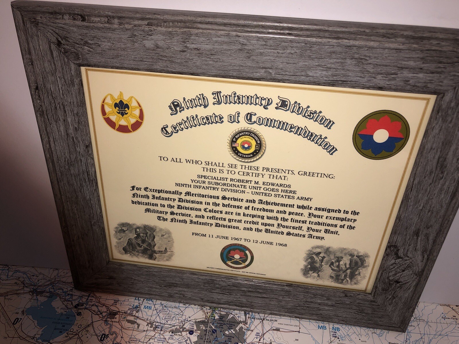 9TH INFANTRY DIVISION / COMMEMORATIVE - CERTIFICATE OF COMMENDATION