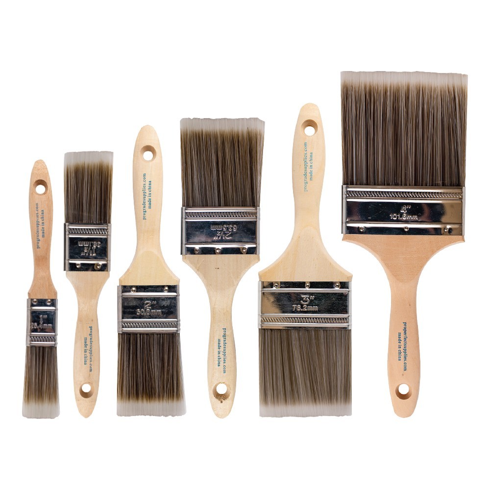 Pro Grade - Paint Brushes - 6 Pack Variety Flat Paint Brushes