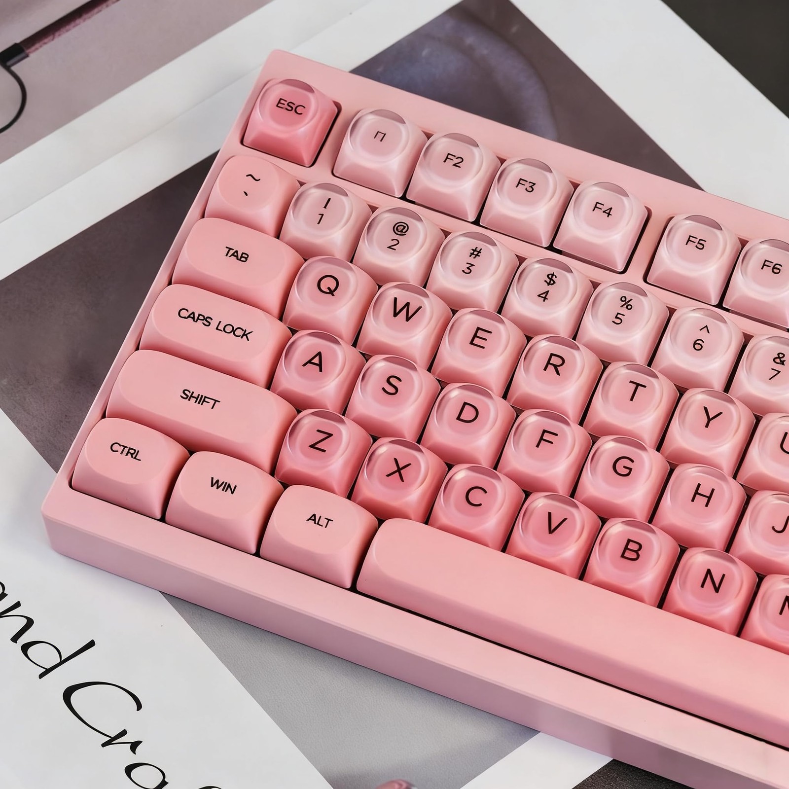 Sakura Pink Jelly Keycaps MOA Profile PBT 132 Keys For Wooting 61/64