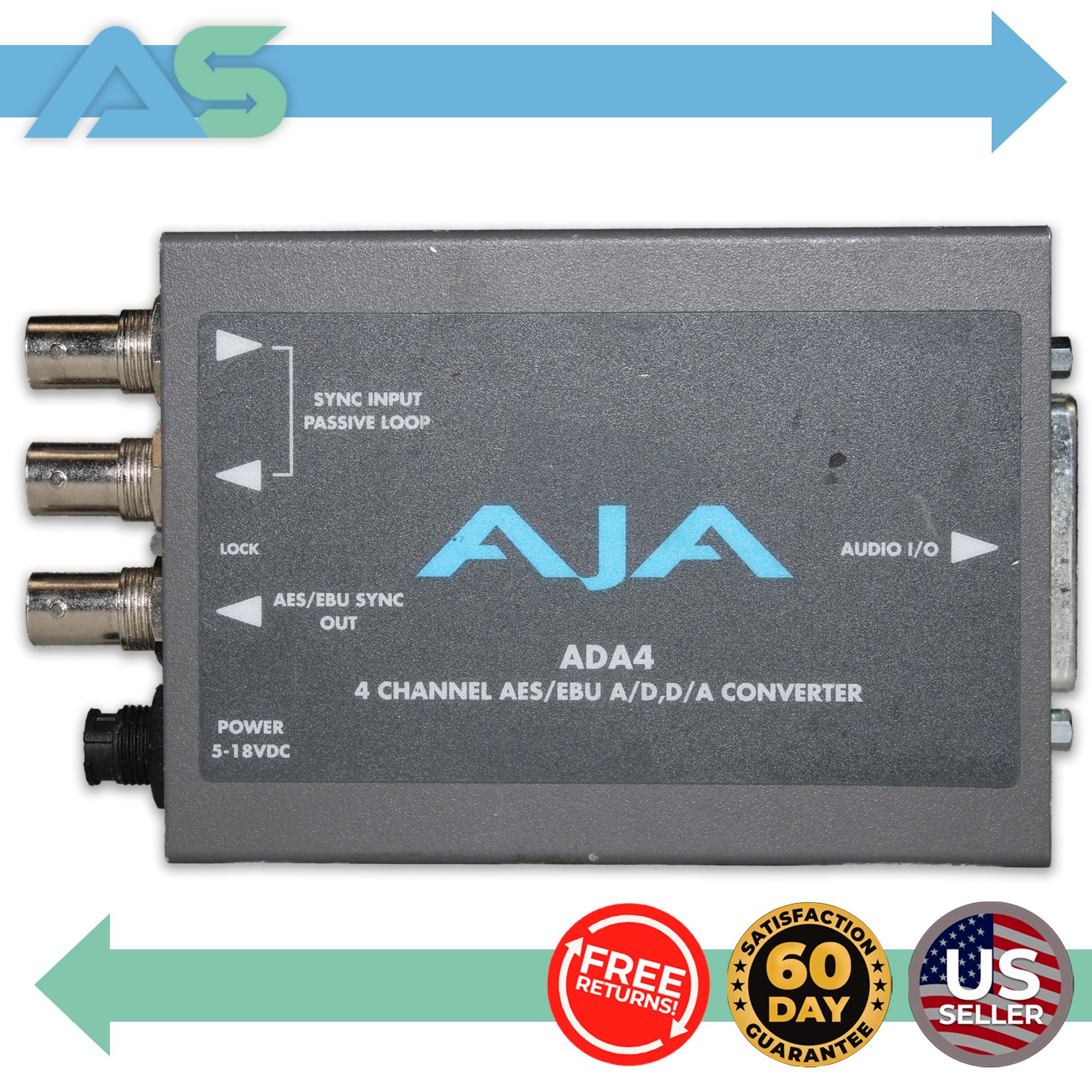 AJA ADA4 4-Channel Bidirectional Balanced Analog AES EBU Audio Mini Converter