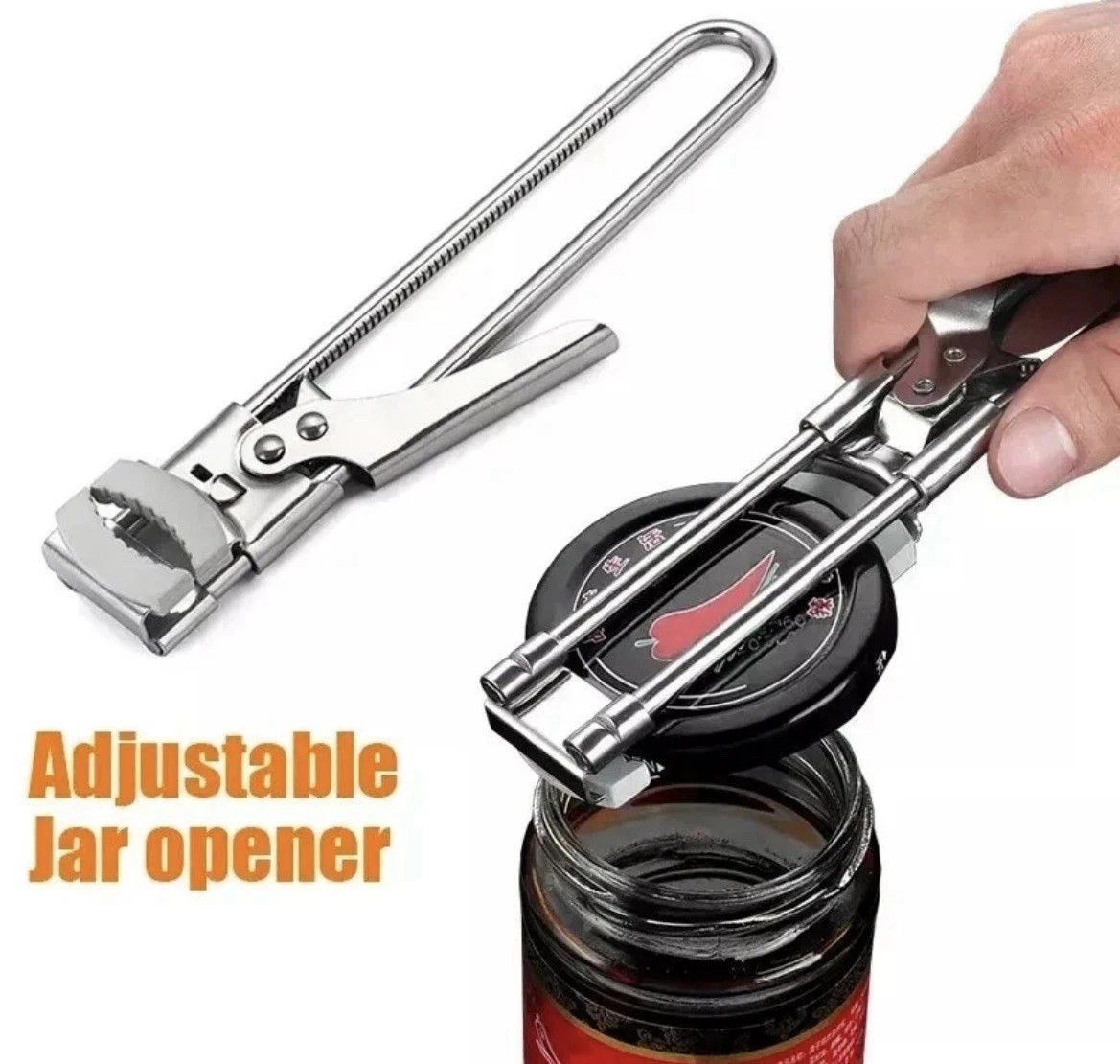 Stainless Steel Can Opener Adjustable Jar Lid Gripper Multifunction Kitchen Tool