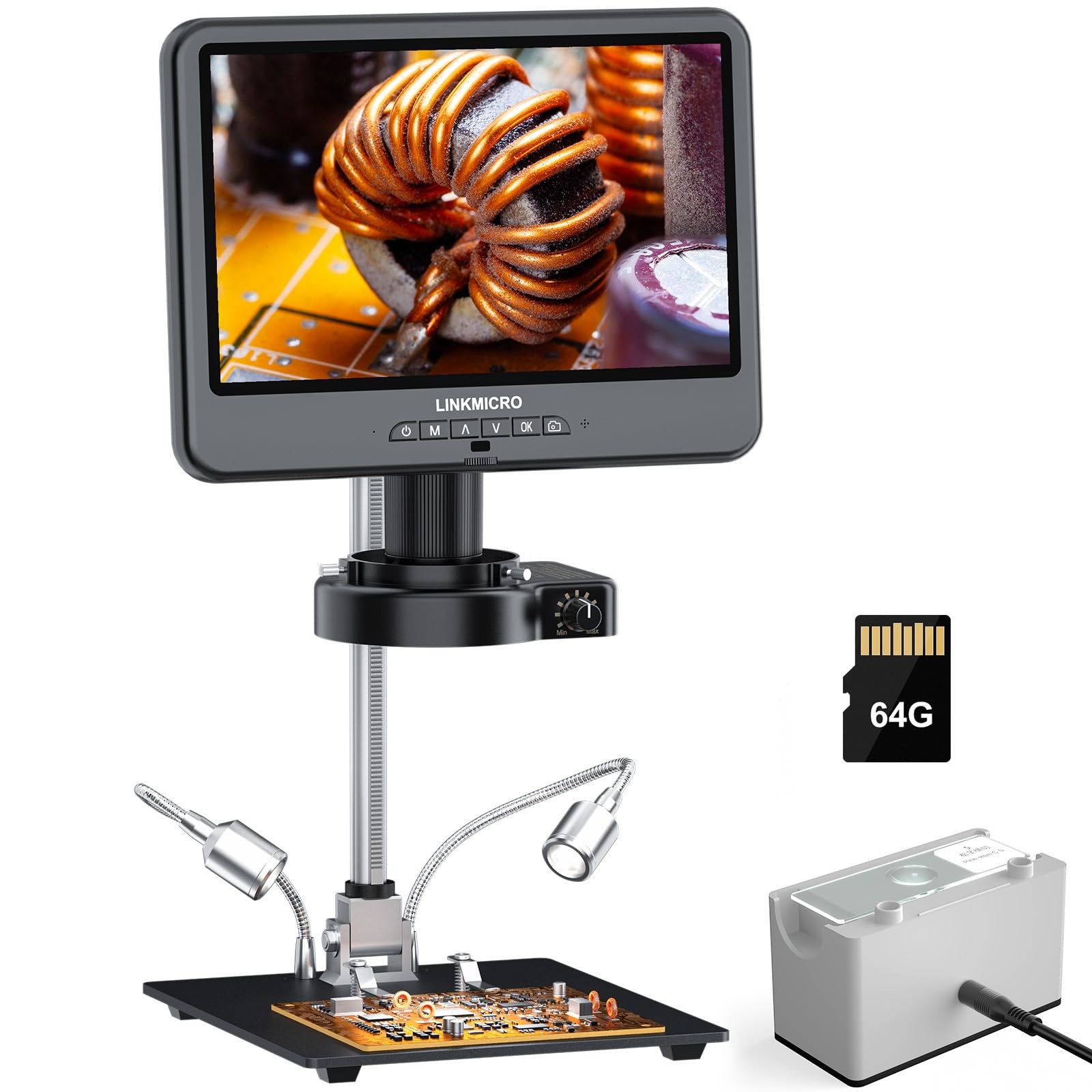 4K 30FPS HDMI Digital Microscope with 10.1'' Screen for LM208S, BLACK