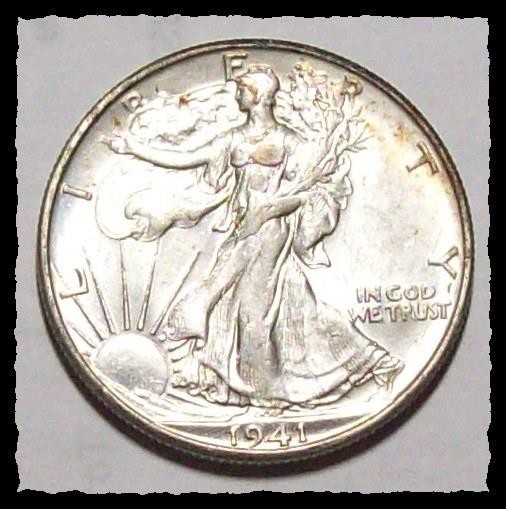 1941-P WALKING LIBERTY HALF DOLLAR  White Lustrous Choice AU #1D71 .900 SILVER