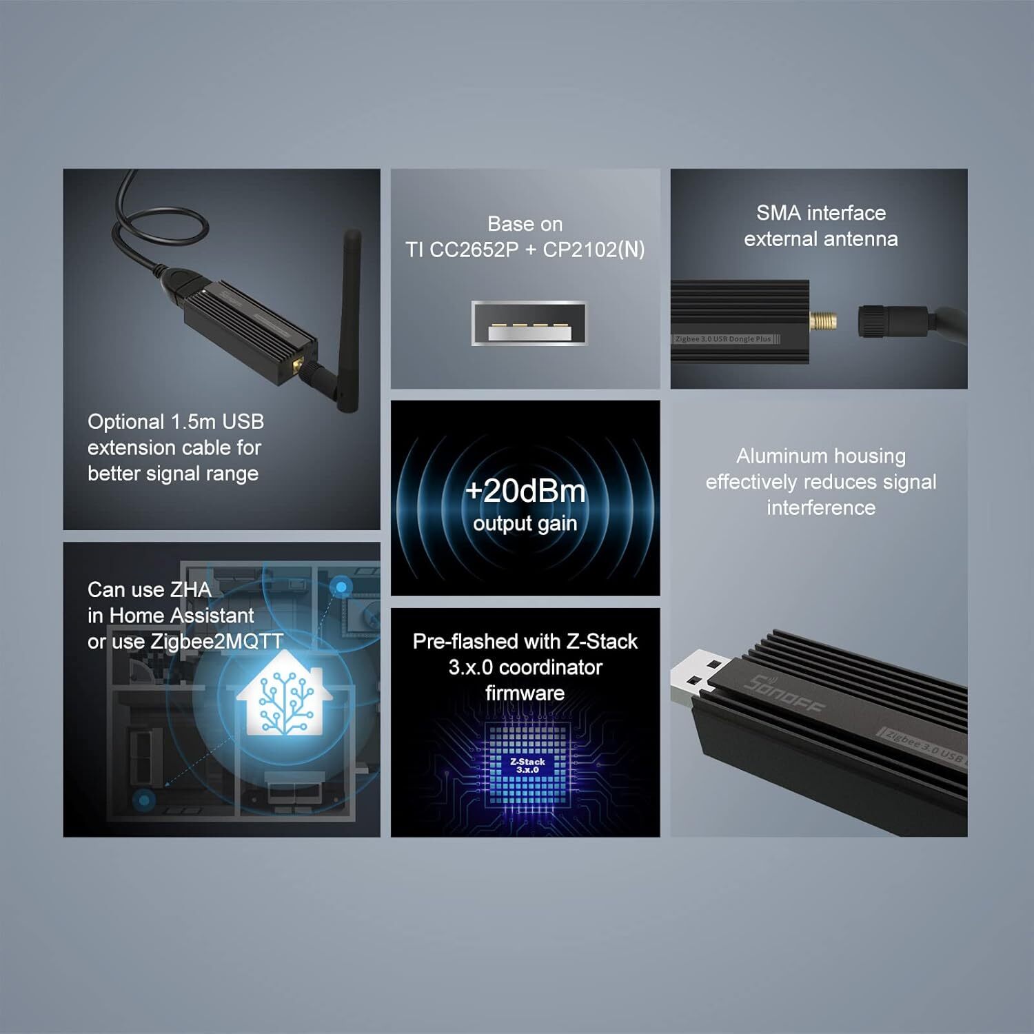 SONOFF Zigbee USB Dongle Plus Gateway for Home Assistant, IoBroker, Zigbee2MQTT
