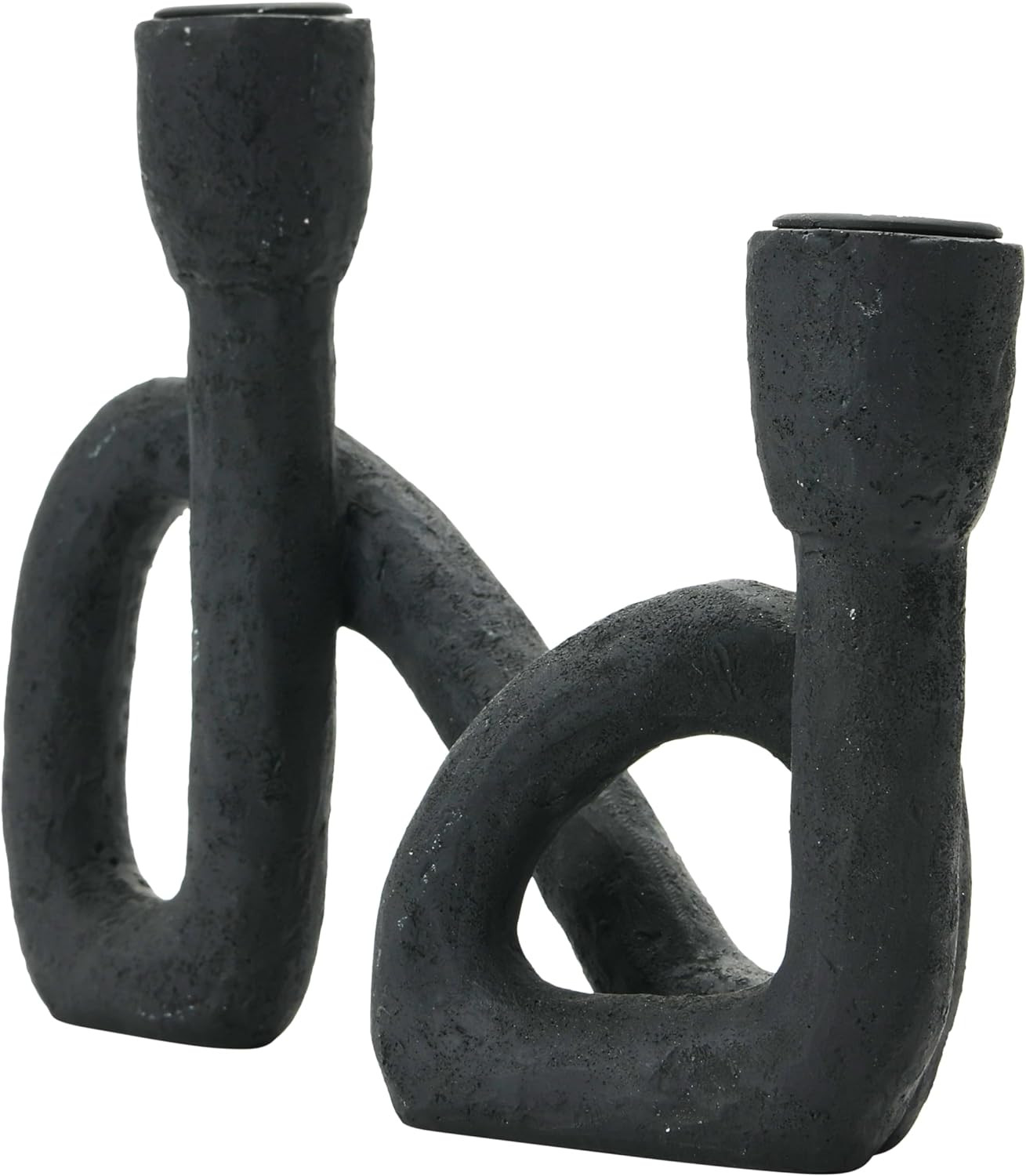 Modern Sculptural Double Taper Candle Holder, Black