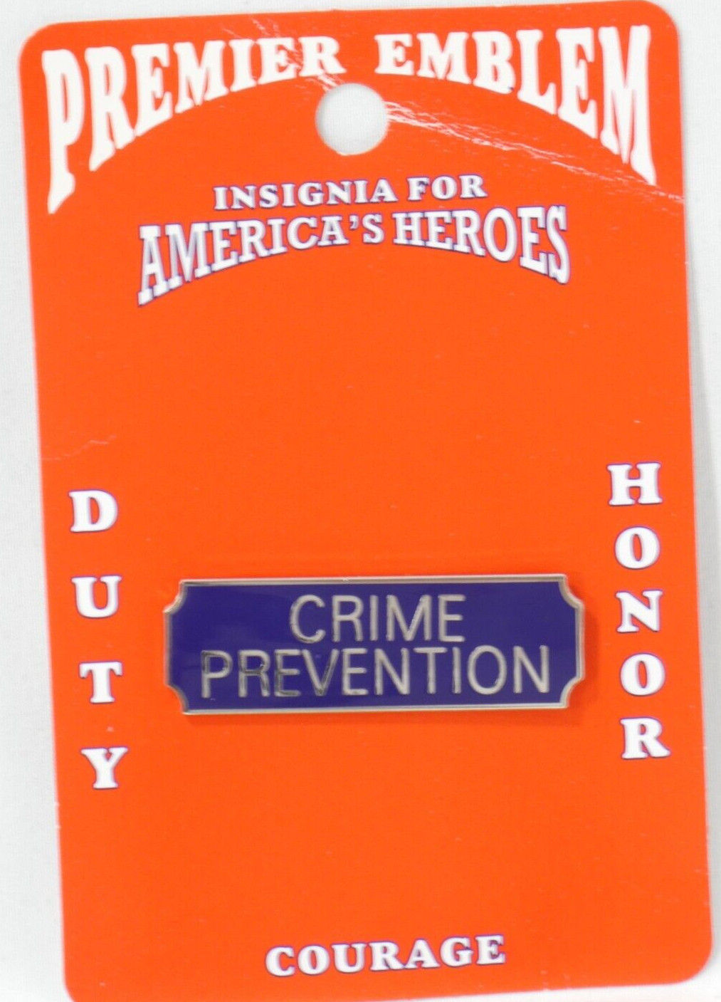 PREMIER EMBLEM PA10-5S CRIME PREVENTION 1.75" X 5/8" BLUE & NICKLE Uniform PIN