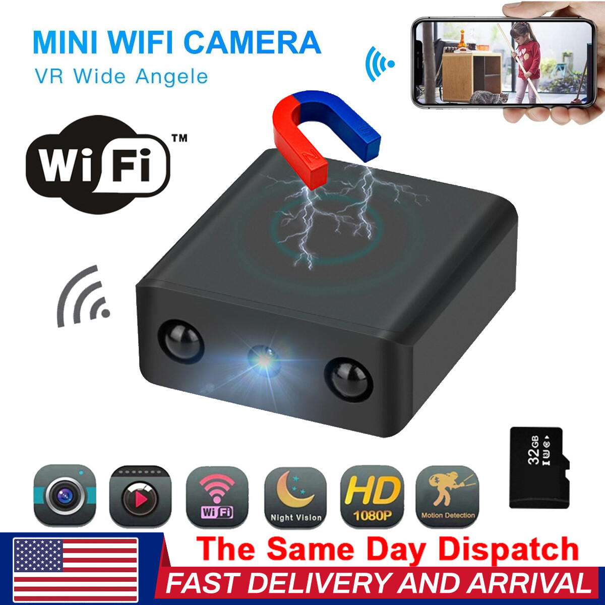 Mini Camera Wireless Wifi IP Security HD 1080P Night Vision Motion Detection DVR
