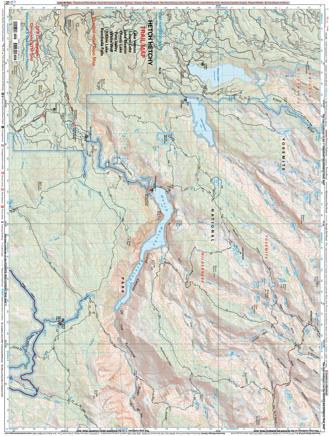 Hetch Hetchy Trail Map, California, by Tom Harrison Maps