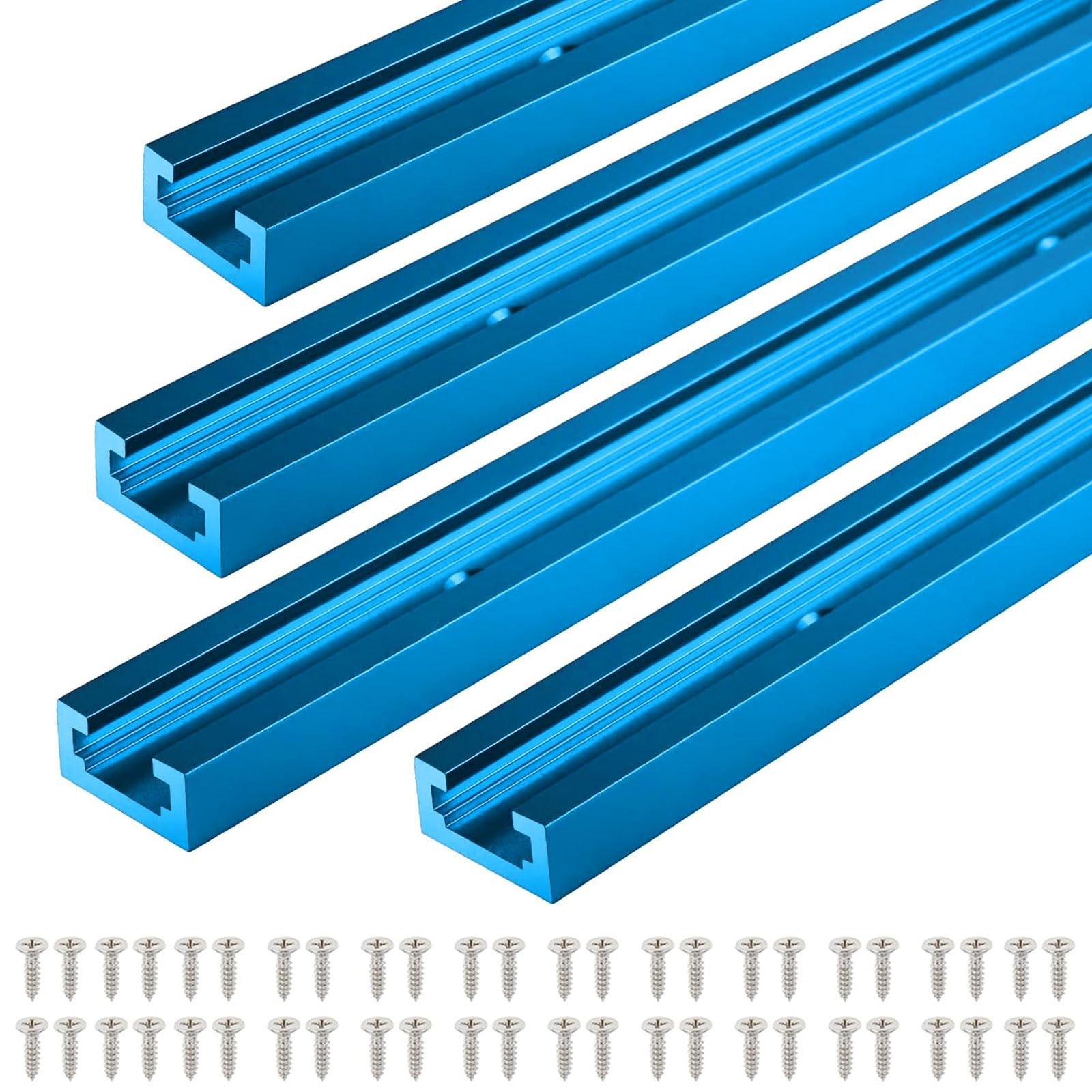 4 PCS 48 Inch Aluminum T Tracks Double Cut Universal With 48 PCS Screws