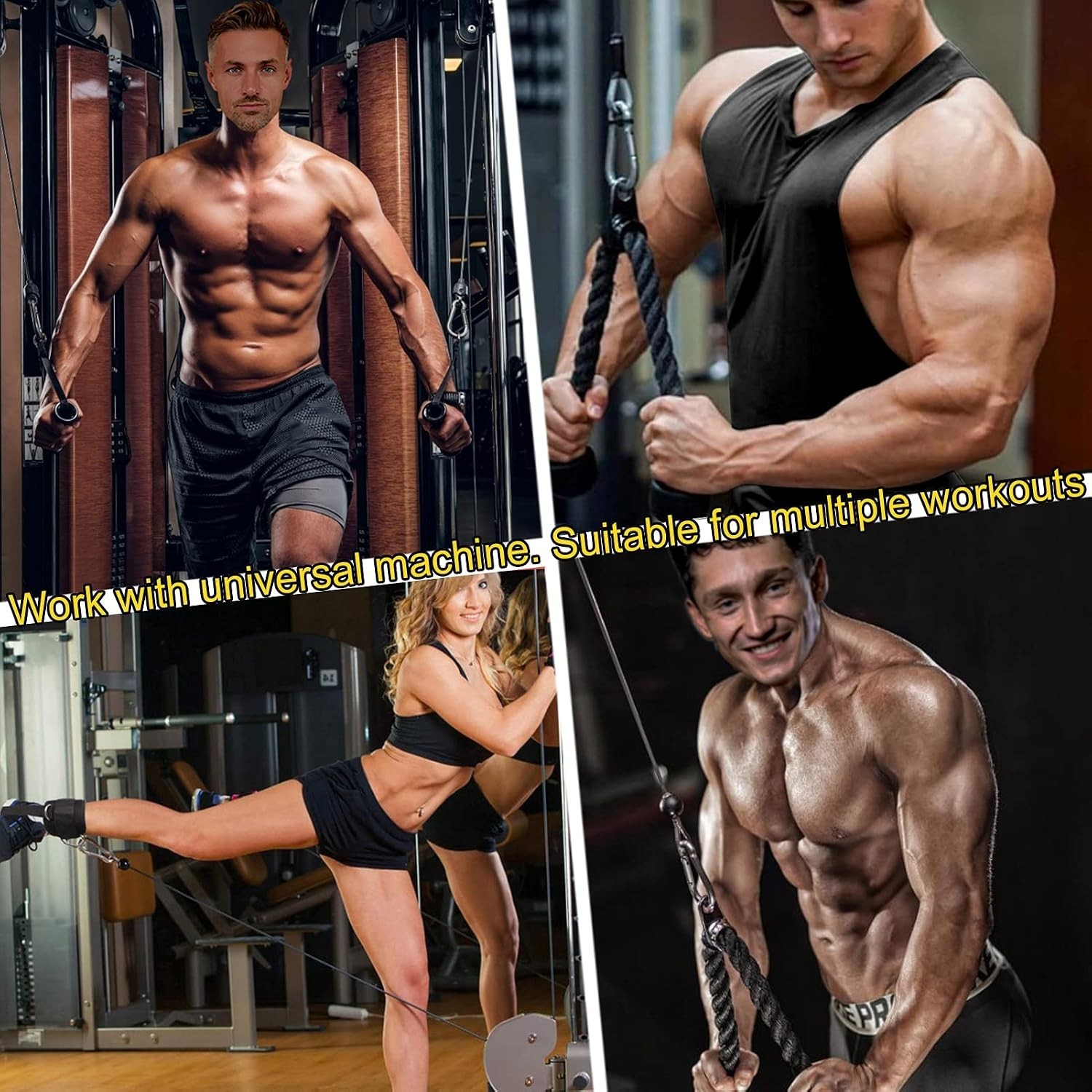 , 35" Triceps Pull Down Rope LAT Pulldown Attachments, Home Gym Accessories S...