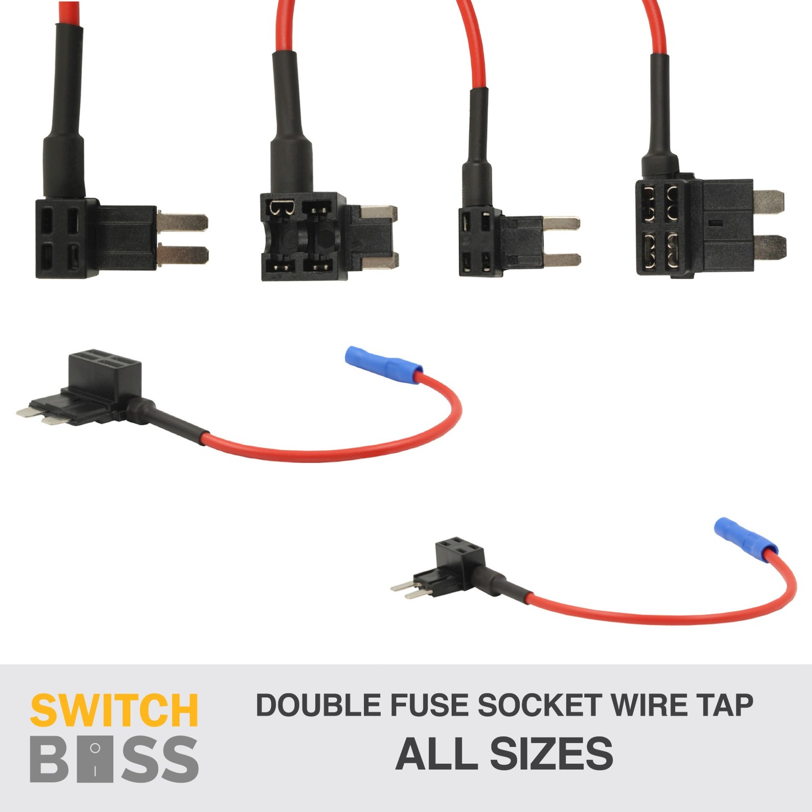 Double Blade Fuse Socket Wire Tap ALL STYLES 20A 16AWG 2 Way 12v ATO Mini Micro2