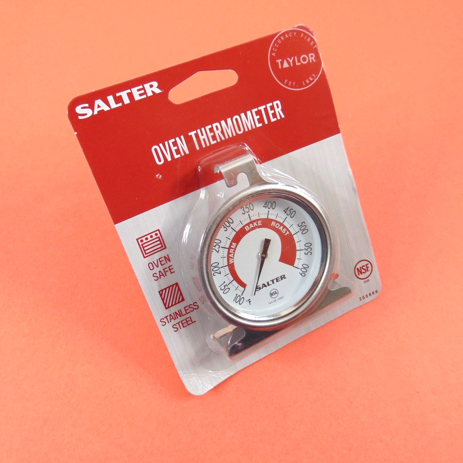 Salter Oven Thermometer by Taylor Stainless Steel NSF Certified 100–600°F Scale