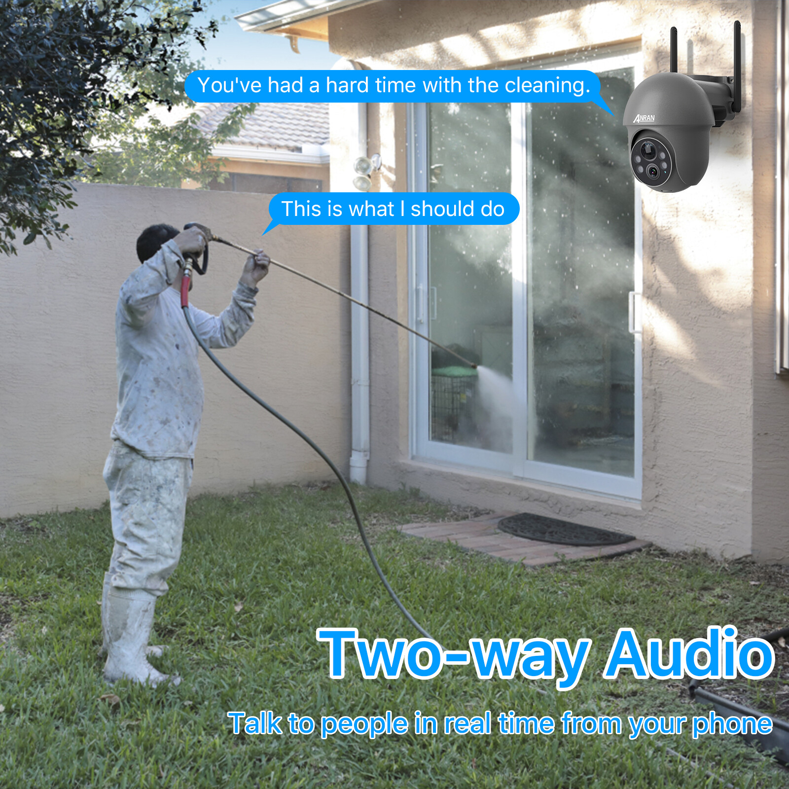 Wireless Security Camera System Solar Panel Battery 3MP PTZ 2Way Audio Outdoor
