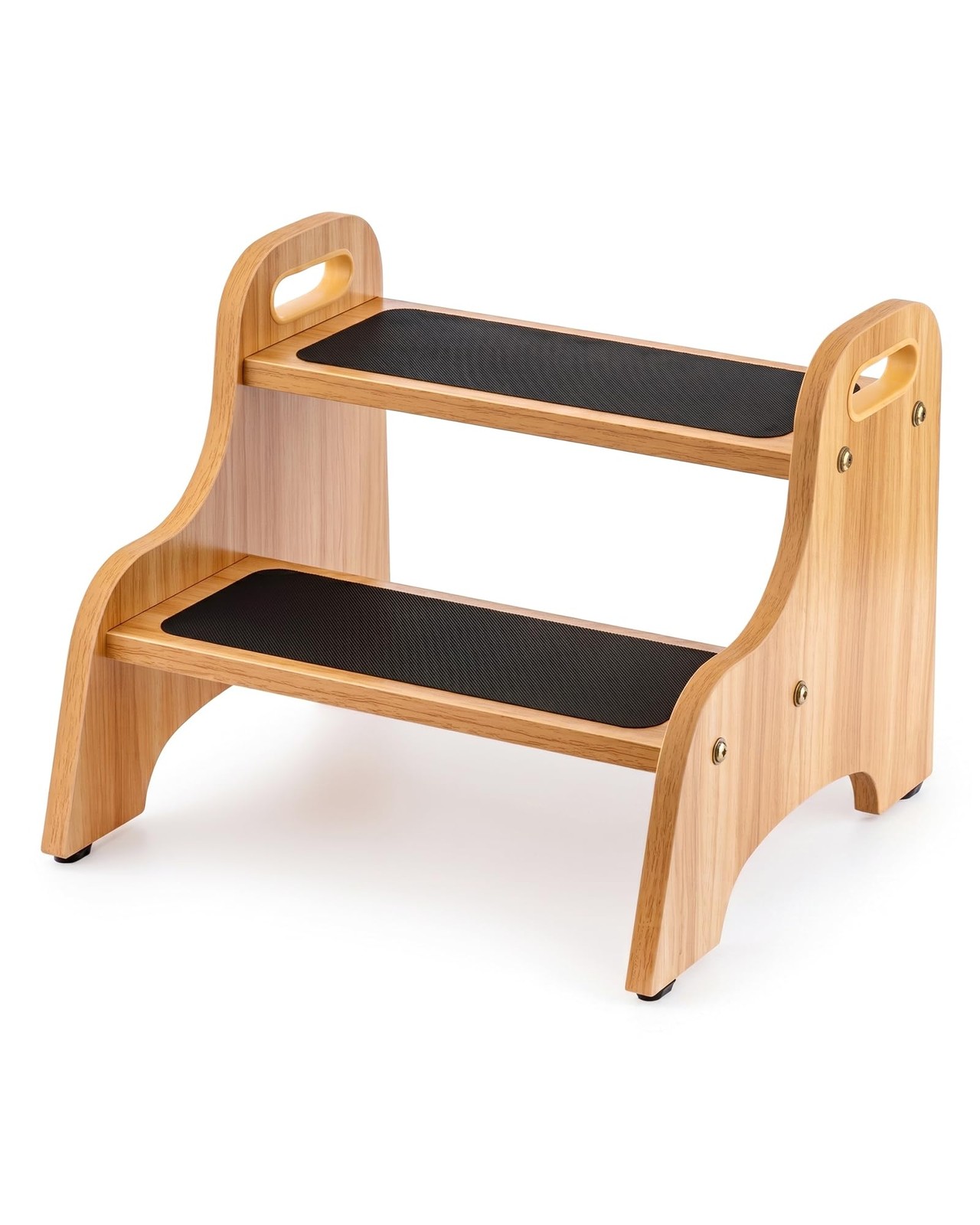 StrongTek Wooden Toddler 2 Step Stool, 350 lb, Non-Slip, Natural Wood